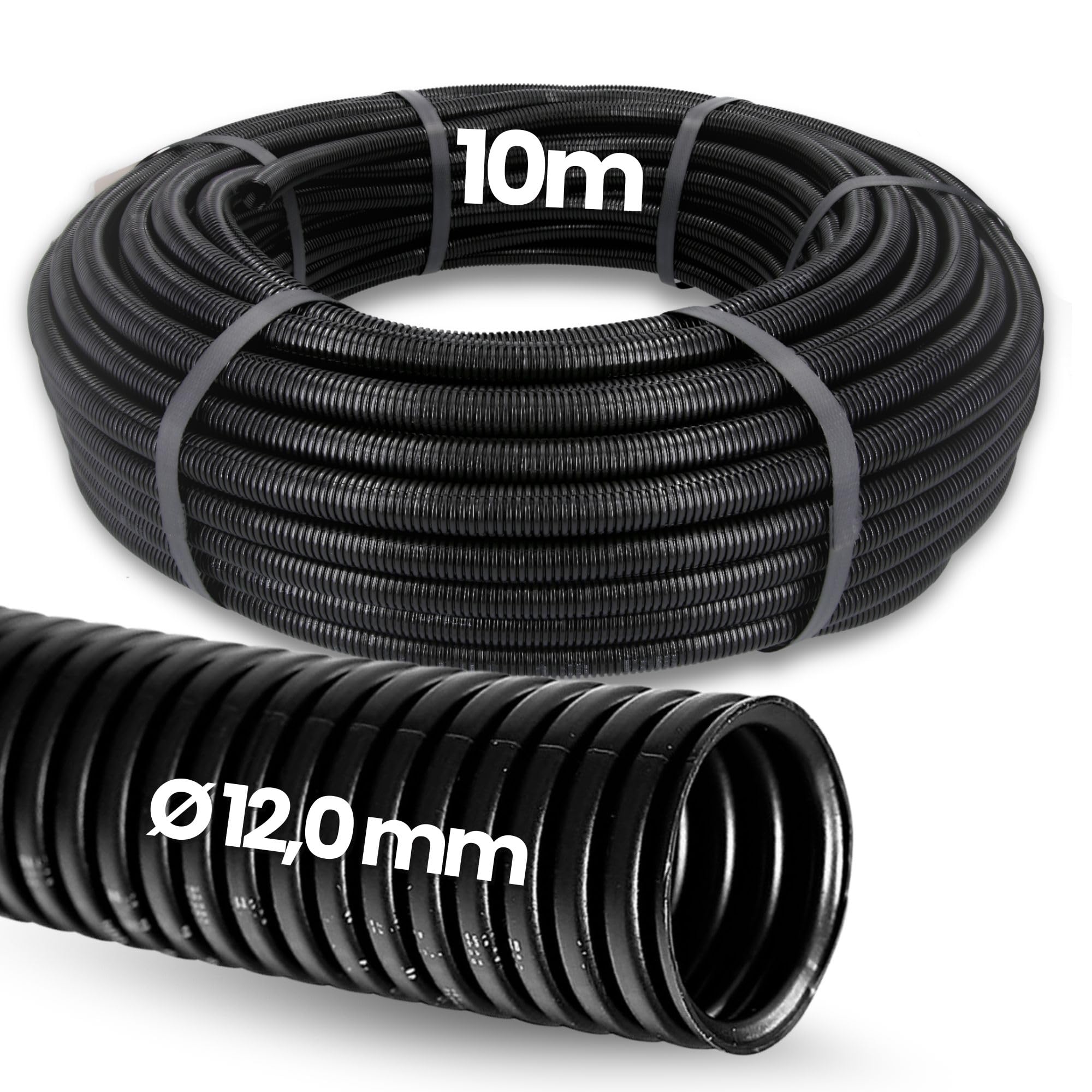 Kalitec - Tubo corrugado cerrado NW 12 I sin ranuras, tubo de protección para martas, tubo vacío, protector de cable AD 15,6 mm, ID 12 mm