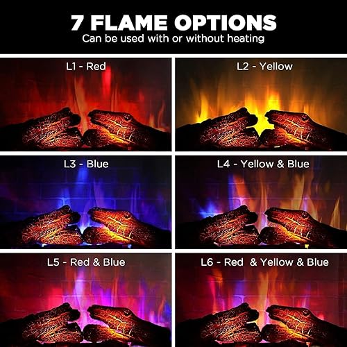 Miniatura 4 de TURBRO Firelake - Calentador eléctrico de chimenea con WiFi de 27 pulgadas con sonido crujiente, chimenea independiente con repisa, 7 efectos de