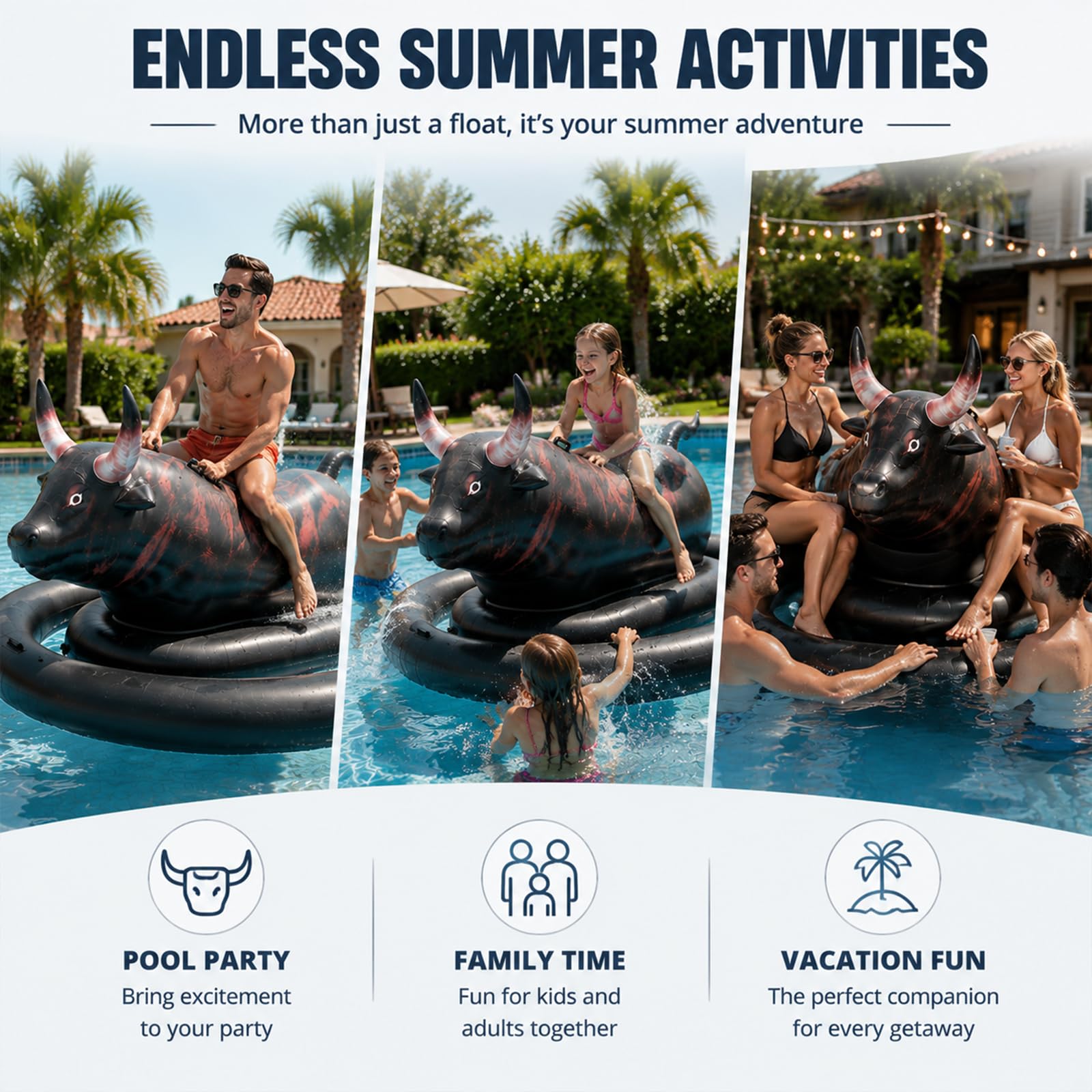 Juguete acuático flotante XXL inflable toro piscina