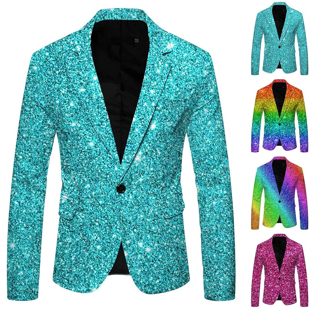 Giacca Da Smoking Uomo Con Paillettes - Slim Fit, Lucido, Per Feste E Matrimoni, Oro - Foto 6