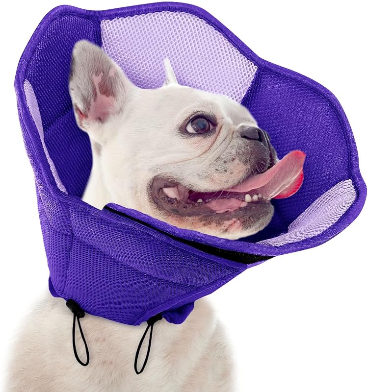 Colar elizabetano macio para cães com tecido respirável SUNFURA, Purple-M