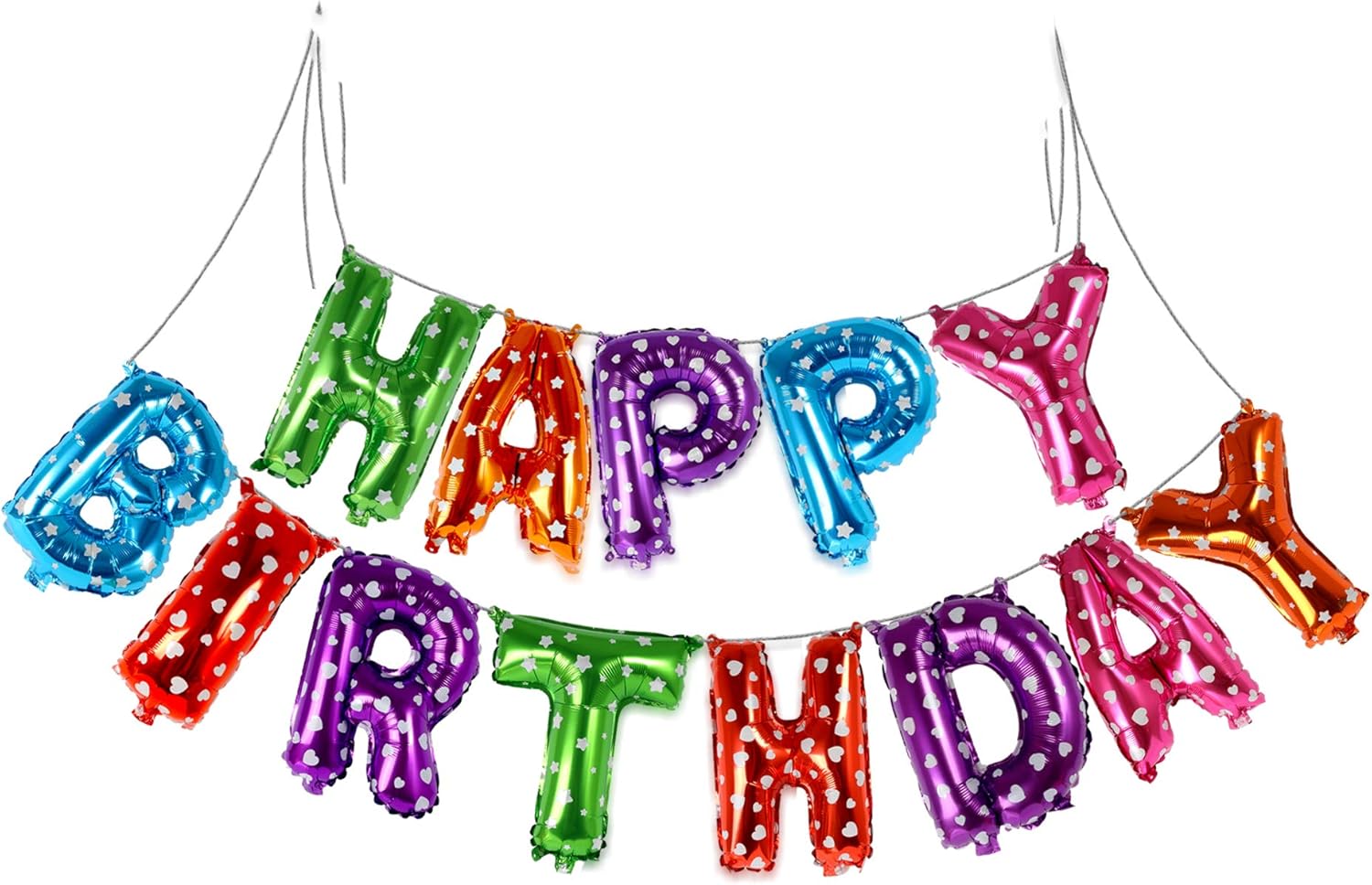 Amazon Com 16 Inch Foil Letters Happy Birthday Balloons Rainbow Banner Mylar Aluminum 3d Letters Balloon Birthday Party Decorations Sign Background Home Kitchen