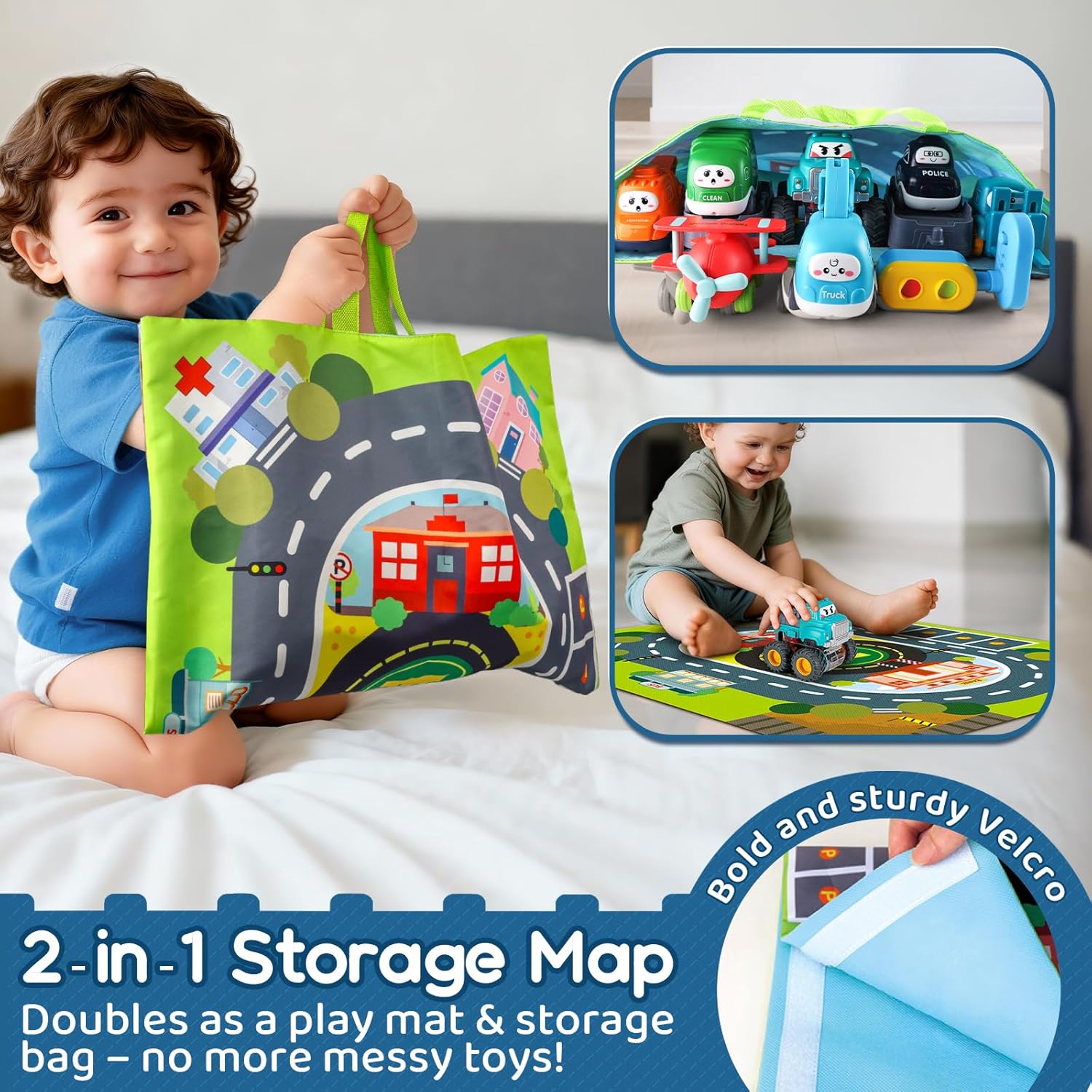 Big Cartoon Truck Car Toys for 1 Year Old Boy with Playmat/Storage Bag|Baby and Toddler Toys 12-18 Months & Age 1-2 with Trailor|1st Birthday Gift for 1 2 Year Old Boy