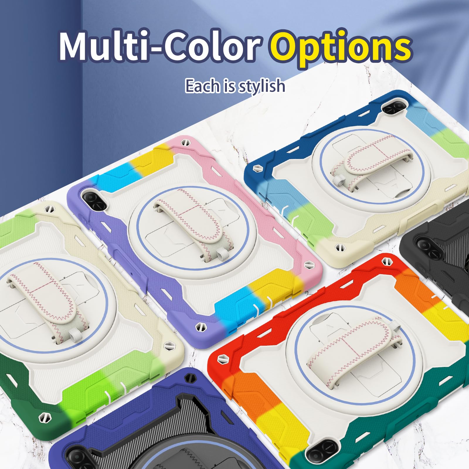 Custodia per tablet Honor Pad X8A da 11 pollici, custodia antiurto in silicone resistente per bambini, con portapenne, tracolla, supporto pieghevole girevole, cinturino da polso