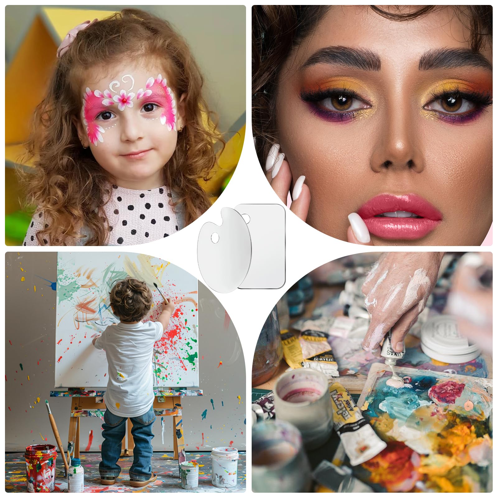 Paleta De Mezcla Para Pintura Acrílica Y óleo - 2 Paletas De Vidrio Acrílico 15x20 Cm + 6 Espátulas, Set De 8 Piezas