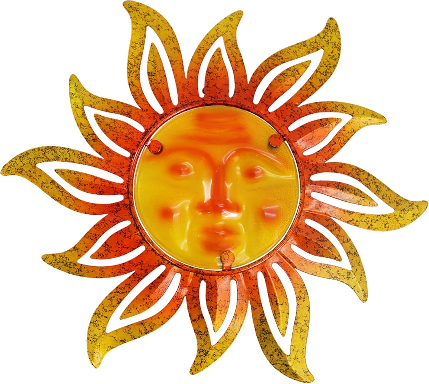Metal Sun Outdoor Wall Art Decor Large 19 Inch, Hanging for Valentine Patio Garden Fence Deck Yard Pool Wall Sculpture Decoration for Living Room Bedroom Colorful Unique