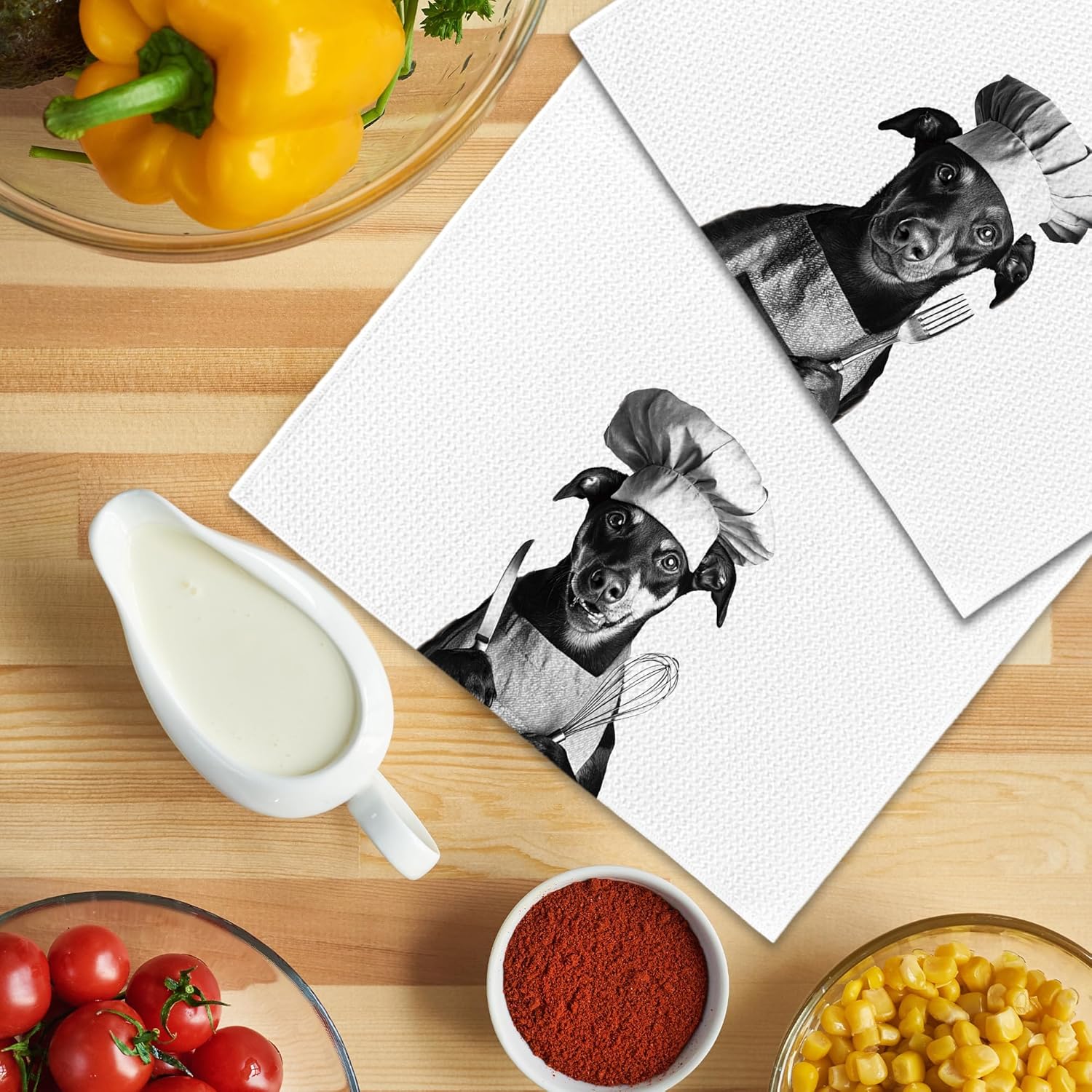 Funny Chef Doberman Pinscher Kitchen Towels Set of 2, Doberman Gifts for Women Dish Tea Towels for Kitchen, Dog Mom Lovers Owner Gifts Decorative Hand Towel, 16x24 Inch - Image 5