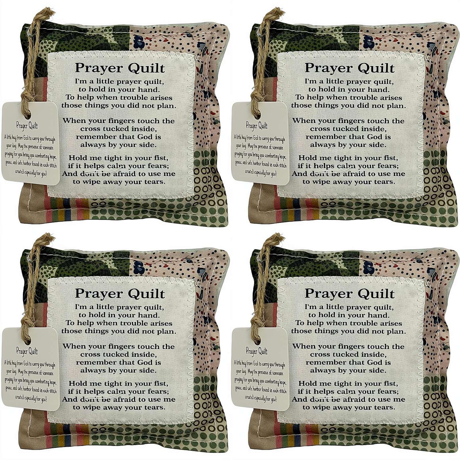 Patchwork Quilt, Prayer Quilt with Cross Inside, Handmade Prayer Quilts, Prayer Quiltss Poem, Pocket Prayers Quilts