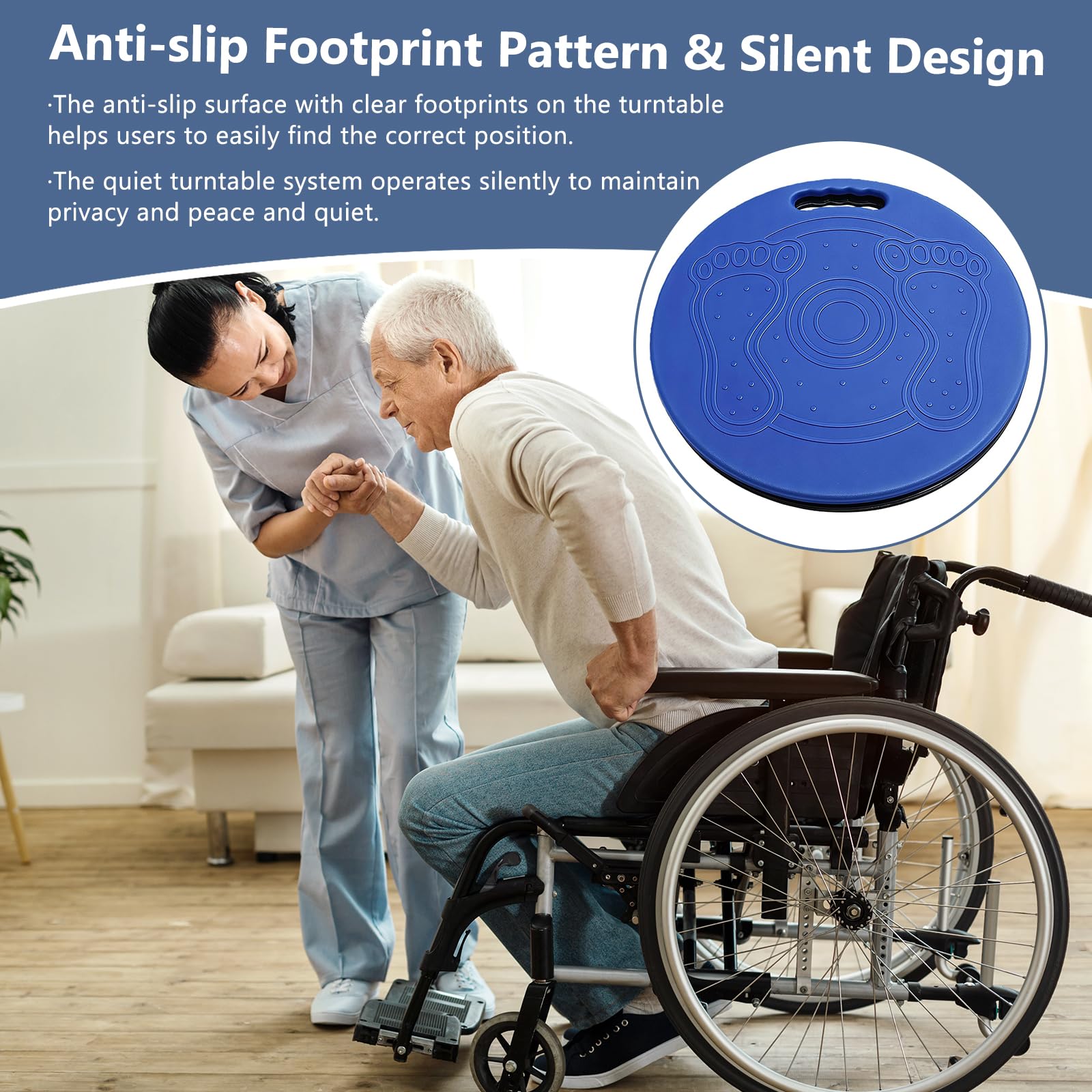 Tabla giratoria portátil para pacientes, Personas Mayores, Tabla De Transferencia Giratoria de 360 ° placa de cambio Antideslizante Soporta 125 kg para pacientes, ancianos, cuidado diario