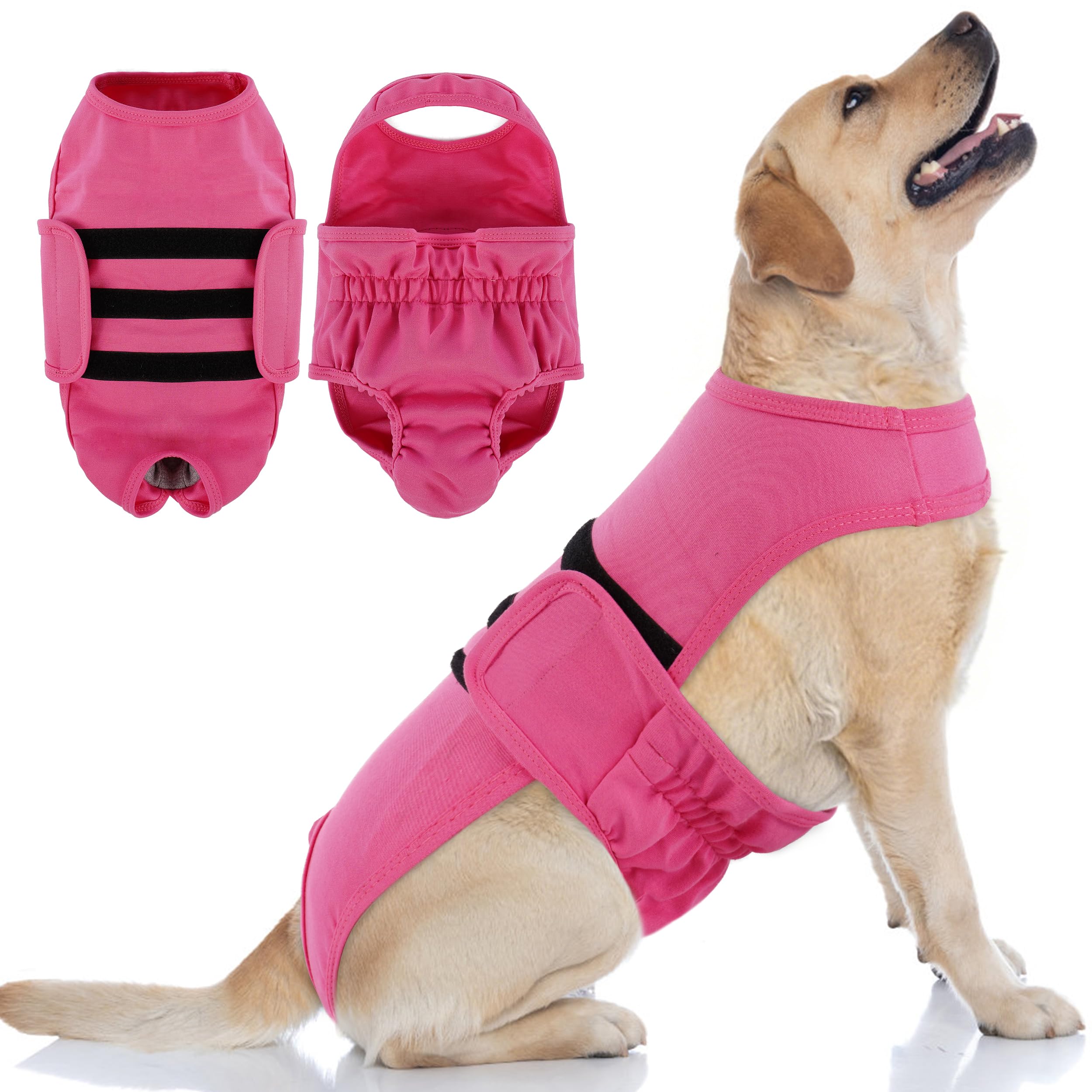 PUMYPOREITY Pañal para perro con tirantes, prenda antiacoso a prueba de fugas para ciclo de calor, incontinencia, entrenamiento de cachorros, perro mayor, L, rosa