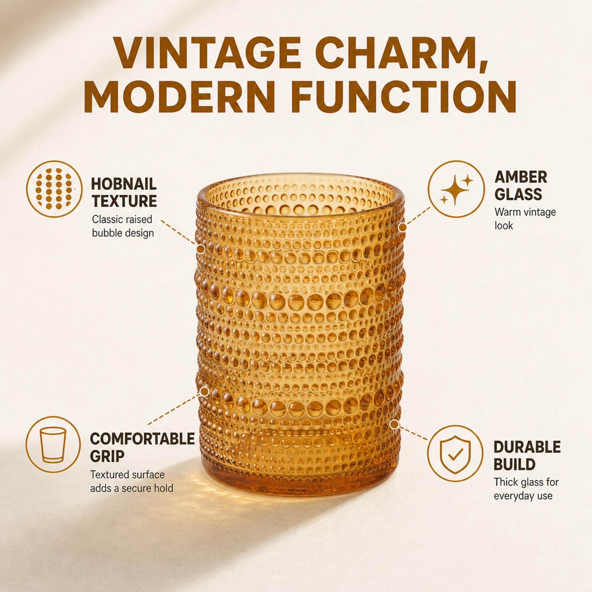 Vintage Hobnail Whiskey Glasses - Set of 6 -2 Vintage Hobnail Whiskey Glasses - Set of 6 -2