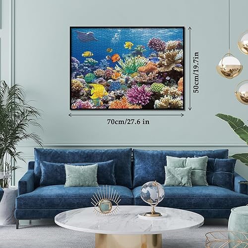 Miniatura 5 de Coloridos rompecabezas de peces de arrecife de coral del océano para adultos, 1000 piezas, hermoso rompecabezas de animales marinos, rompecabezas