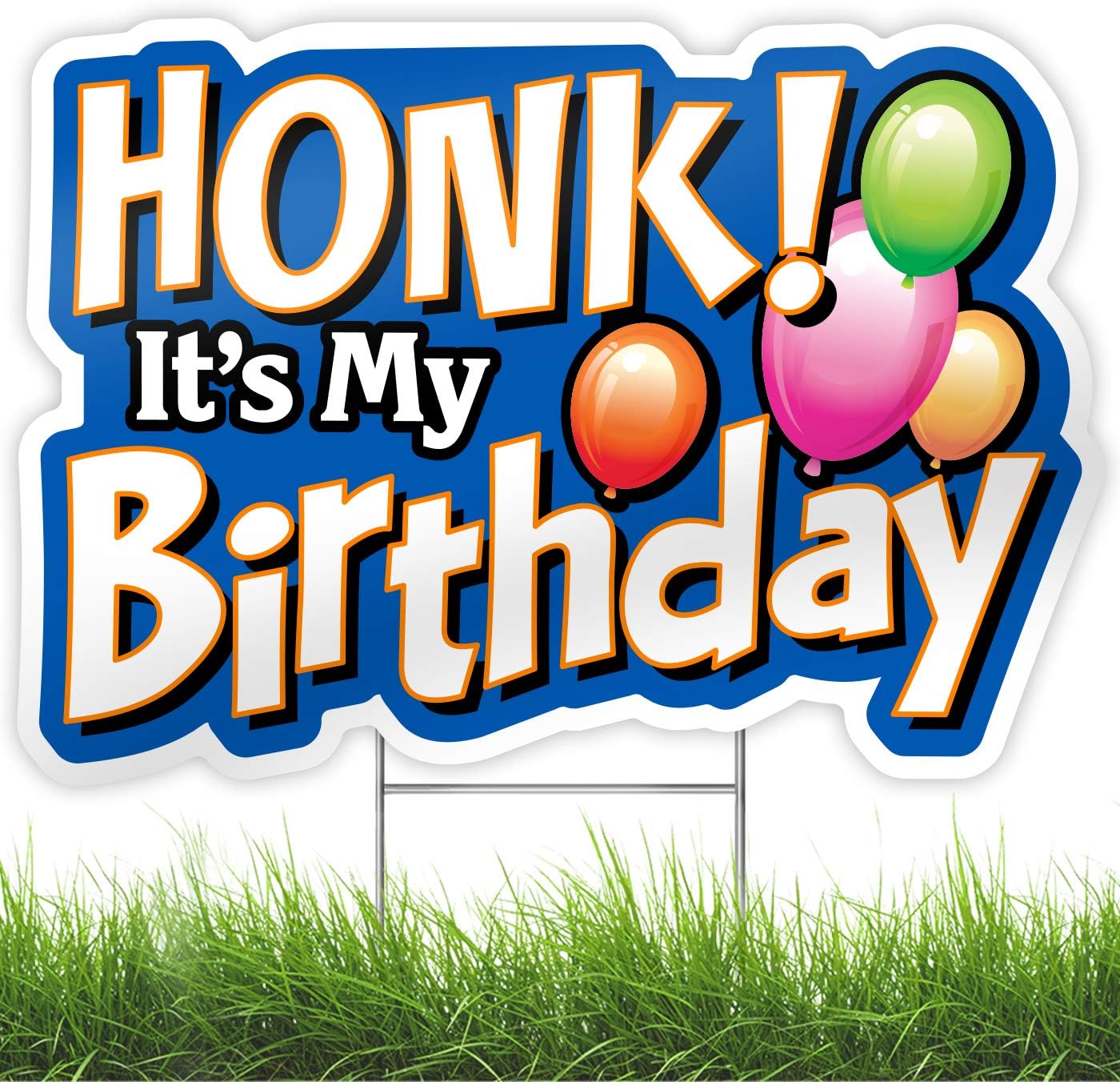 Bigtime Signs HONK! It's My Birthday Party Sign - 1pc Yard Decoration with Metal Stakes - Weatherproof Corrugated Plastic Board - Colorful Banner Style Lawn & Backyard Decor for Outdoor Celebration