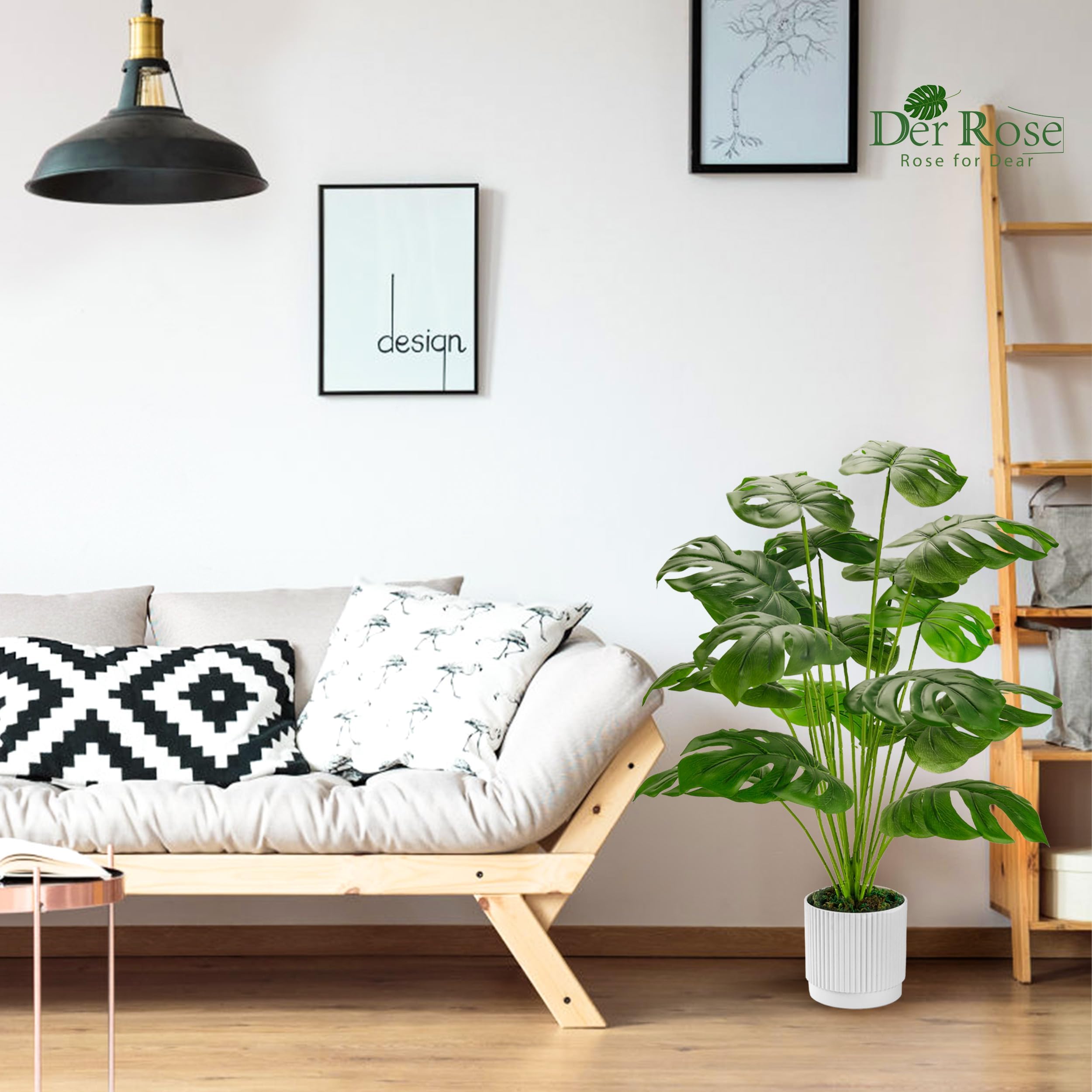 Der Rose Kunstpflanze Künstliche Pflanzen Wie Echt 71 cm Kunstpflanzen Groß Fake Plant für Wohnzimmer Badezimmer Schlafzimmer Zimmer Balkon Deko