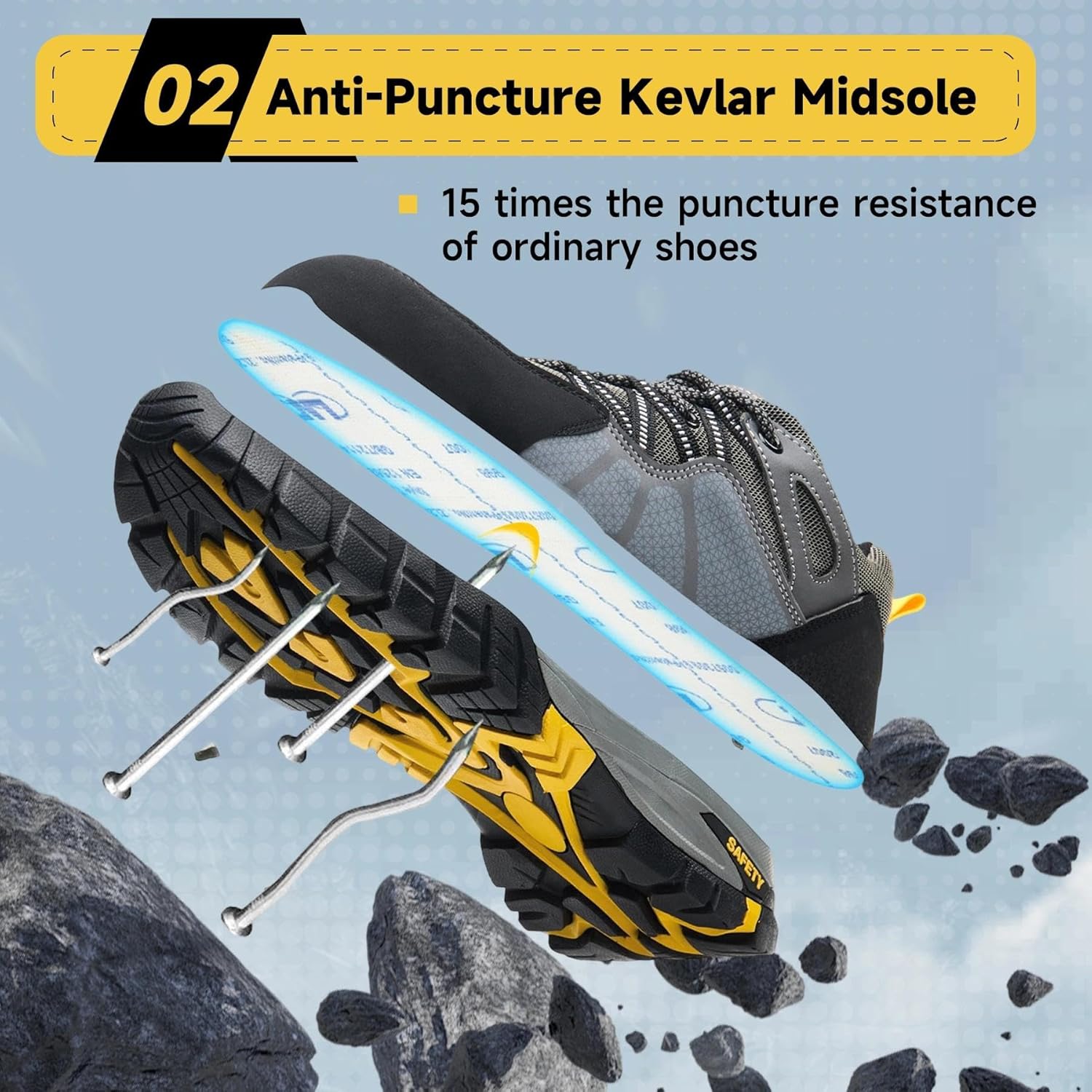 Steel Toe Shoes for Men Women Work Sneakers Safety Shoes Indestructible Comfortable Lightweight Breathable Safety Puncture Proof Shoes for Constructions - Image 4