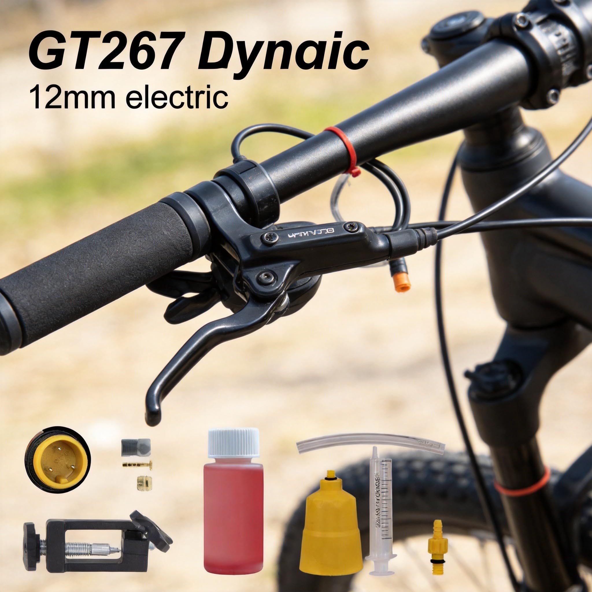 GT267 - Leva del freno idraulico per E-bike, kit di installazione del freno Ebike, con struttura integrata del cilindro dell'olio a 3 poli e attacco manubrio da 22 mm