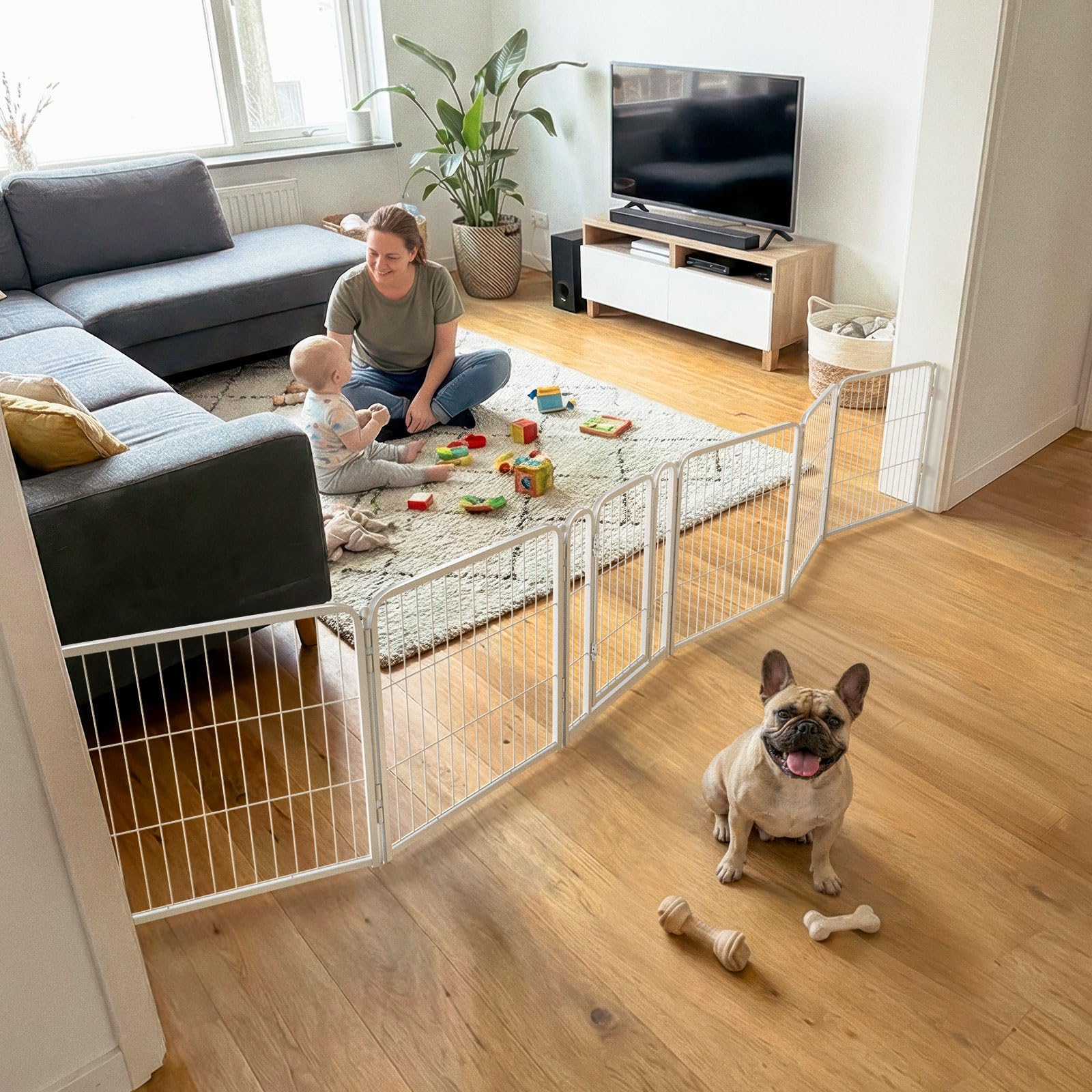 FXW Dog Gate, Extra Wide Adjustable for Openings Up to 137", 24" H