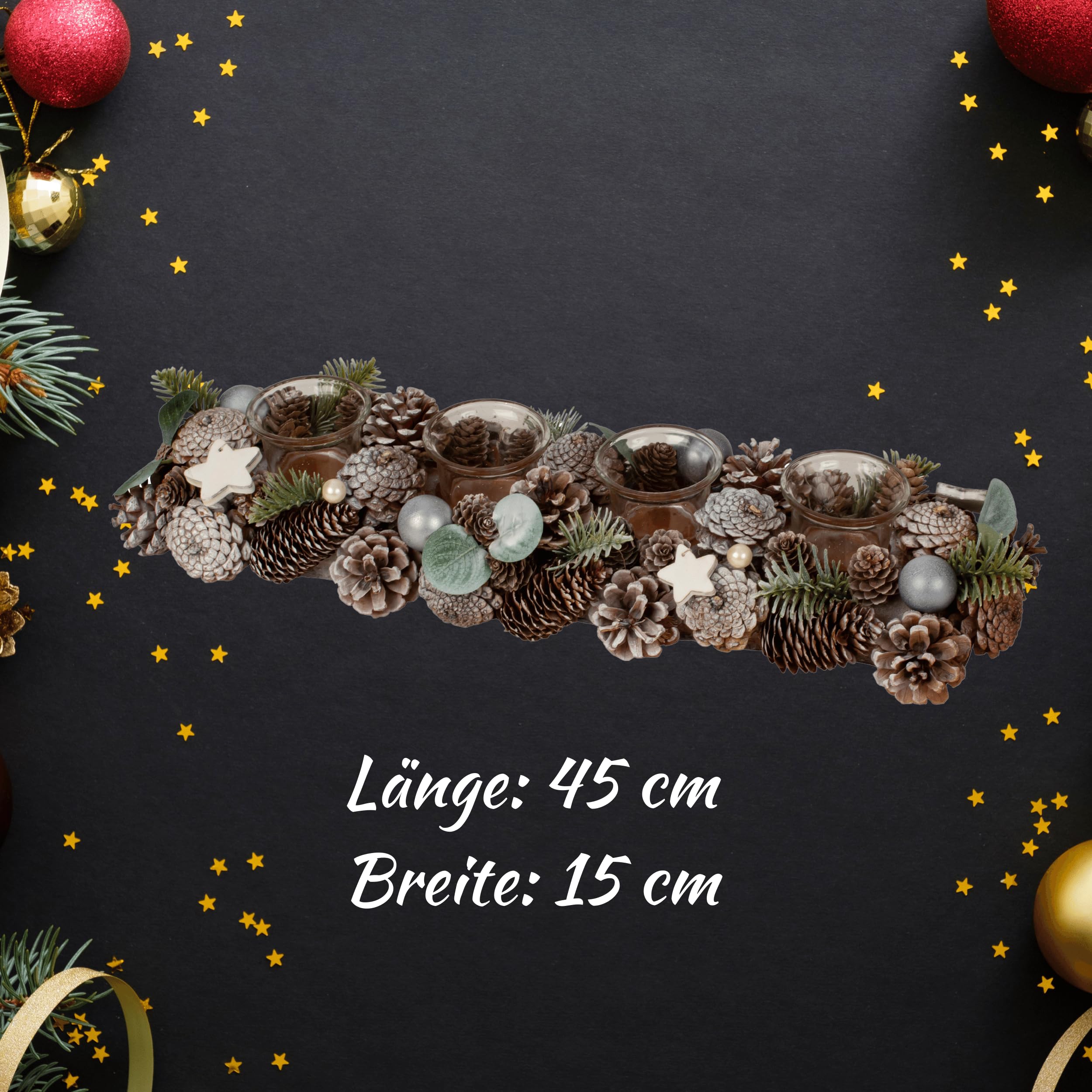 Moderne kerstkrans met wol & kerstgroen