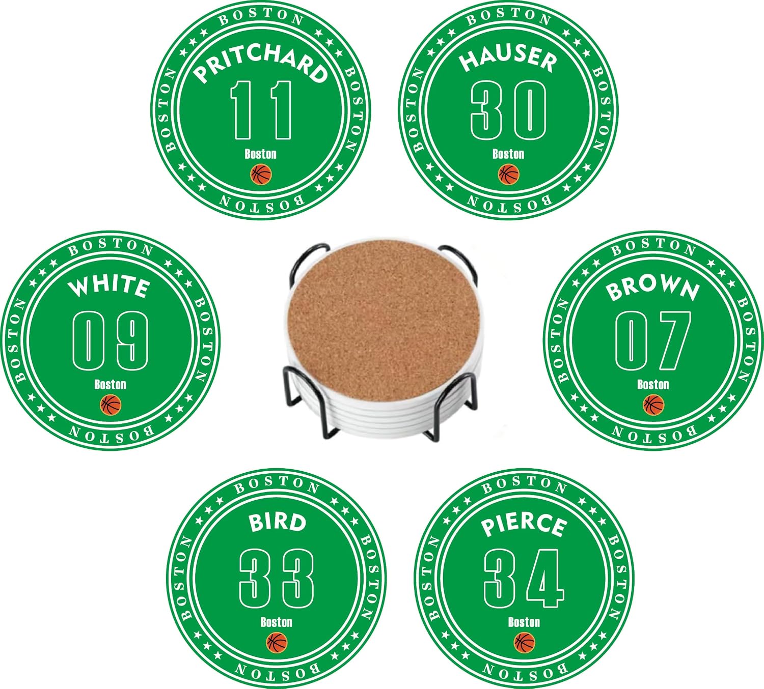 Yn Knick Coasters for Drinks, New York Basketball Coasters Set of 6 | Non-Slip Cork Base, Heat Resistant, Basketball Fan Gift, Home Bar Decor, Easy to Clean, Vibrant Prints