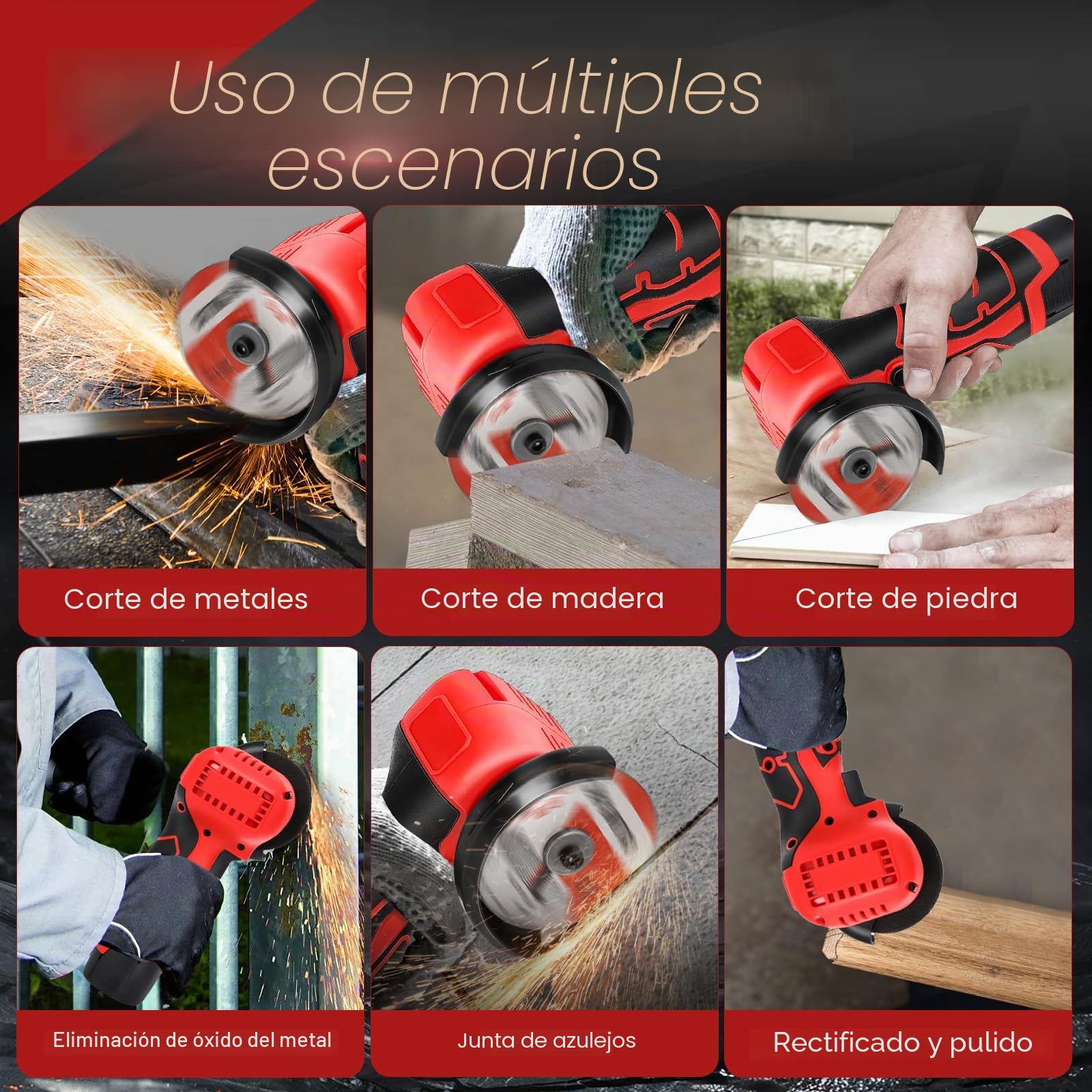 Amoladora Angular sin Cable 16.8V sin Escobillas, Ø76mm, incl. Batería 2.0Ah & Cargador Rápido, 28000RPM Amoladora Angular Profesional con Tapa de Cierre Rápido, 4 Discos para Cortar, Desbastar