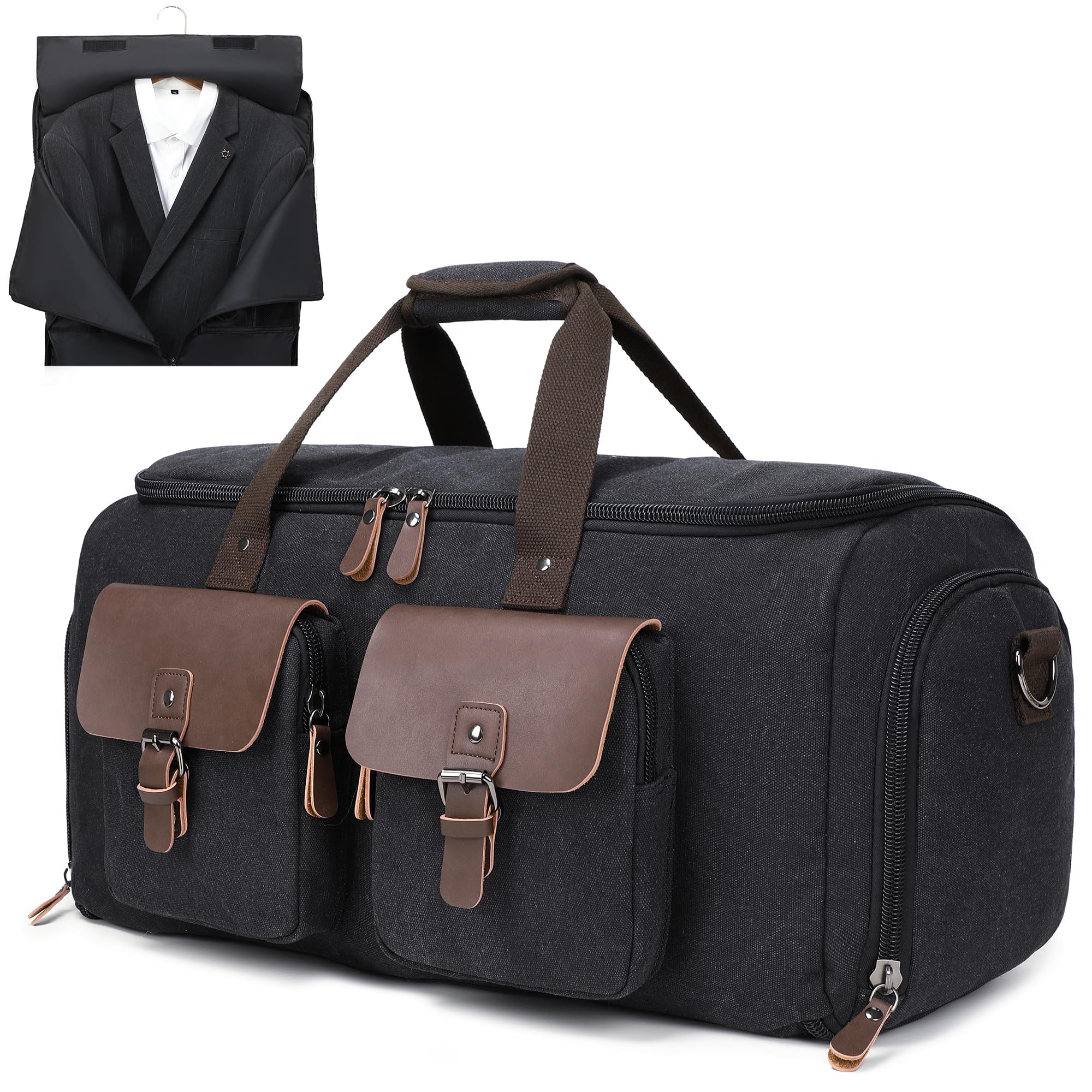 Wildroad Garment Bags for Travel - Canvas Duffle Bag with Shoe Compartment