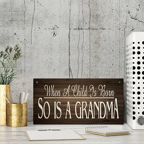 Miniatura 3 de Letrero colgante de madera con texto en inglés When A Child Is Born, So Is A Grande, decoración de puerta colgante de madera rústica para puerta