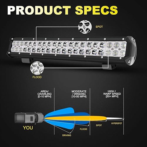 Miniatura 3 de TURBO SII Barra de luz LED de 20 pulgadas con 2 módulos puntuales cubos arnés de interruptor para tractor barco UTV carrito de golf Ford Polaris RZR