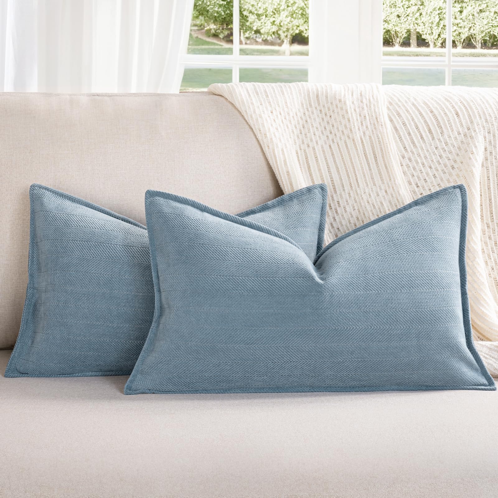 ZWJD Cushion Covers 30x50 Set Of 2 Chenille Cushion Cover Sofa Cushions Pillowcases With An Elegant Design, Soft And Luxurious Decorative Throw Pillows For The Couch, Bed And Home Decoration — image 1