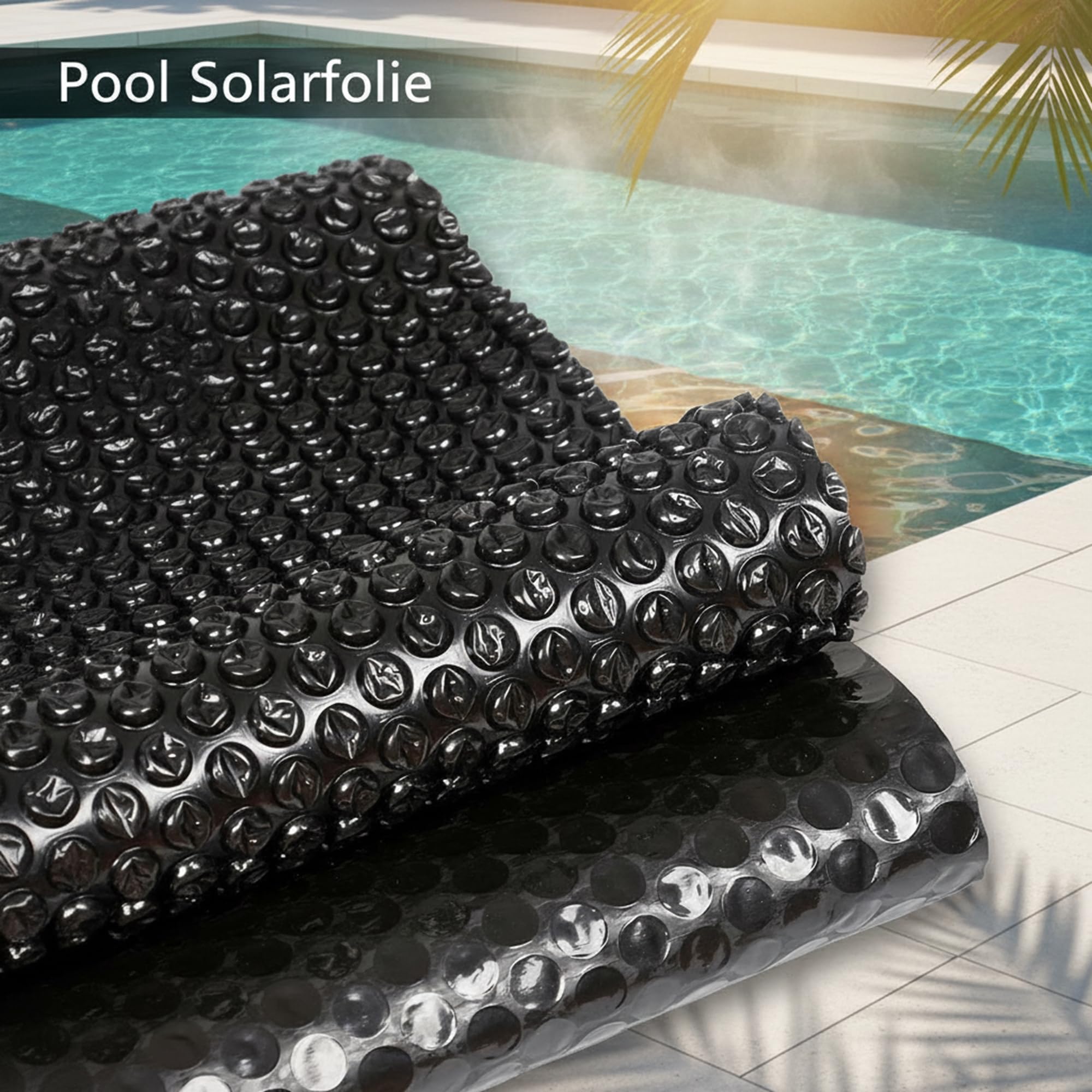 Mucola Pool Solarfolie Rechteckig 600x400 cm Schwarz – Poolabdeckung PVC mit Luftkammern und Ösen | spart bis zu 70% Heizkosten, reduziert Verdunstung, UV-beständig, zuschneidbar für Einbaupool