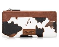 Wrangler Cow Print Wallets Womens Bifold Credit Card Wallet Women&apos;s Wallets&comma; Card Cases & Money Organizers Brown Wallet for Women Ladies Female Cash Wallett with Smooth Zipper