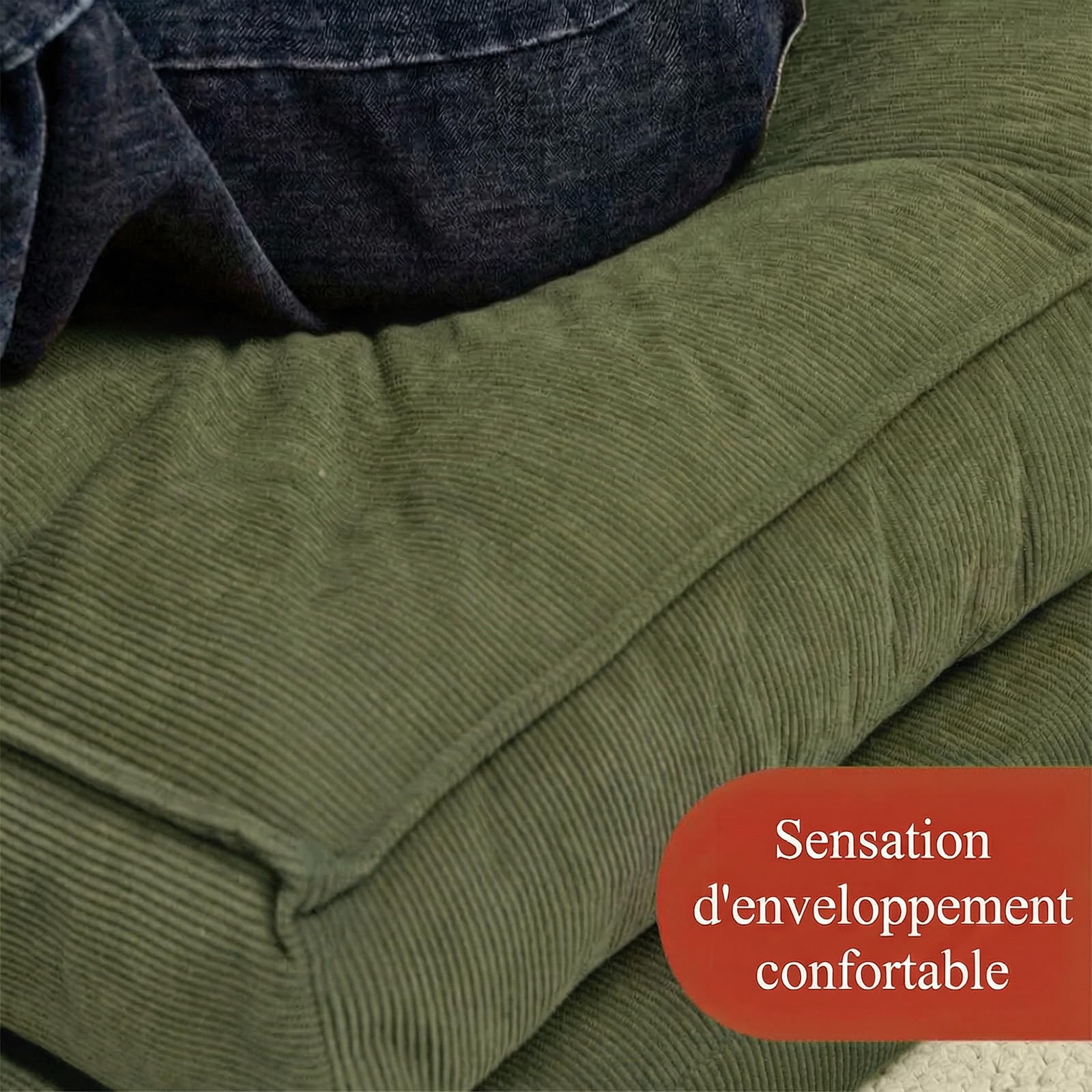 Fabulcozy,Sofá cama Convertible 4 en 1, respaldo de 5 posiciones, pana 8 revestimientos, marco de hierro resistente, asa y correas, versátil para salón u oficina, verde Chiaro