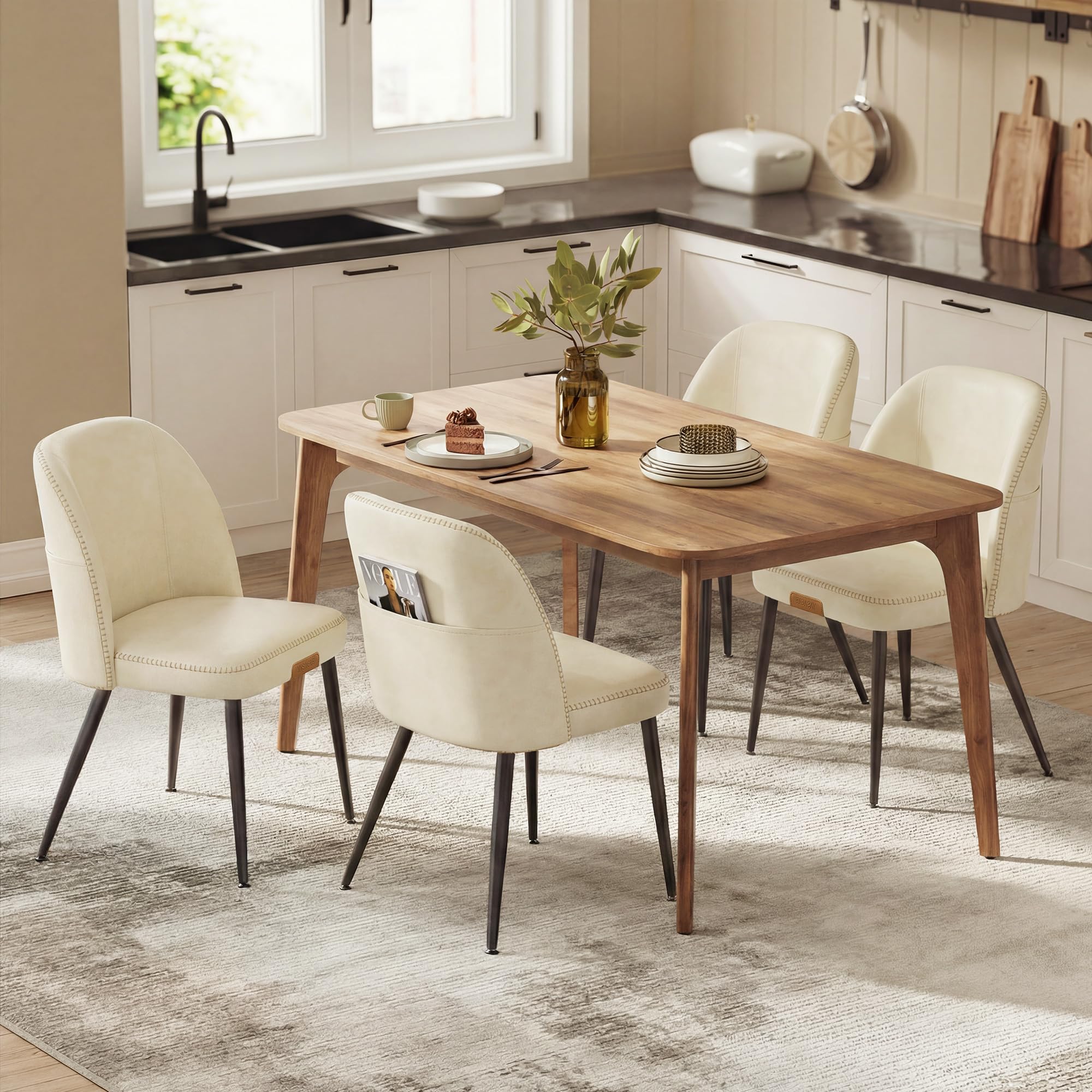 VASAGLE Dining Chairs Set of 4, Upholstered Kitchen Chairs
