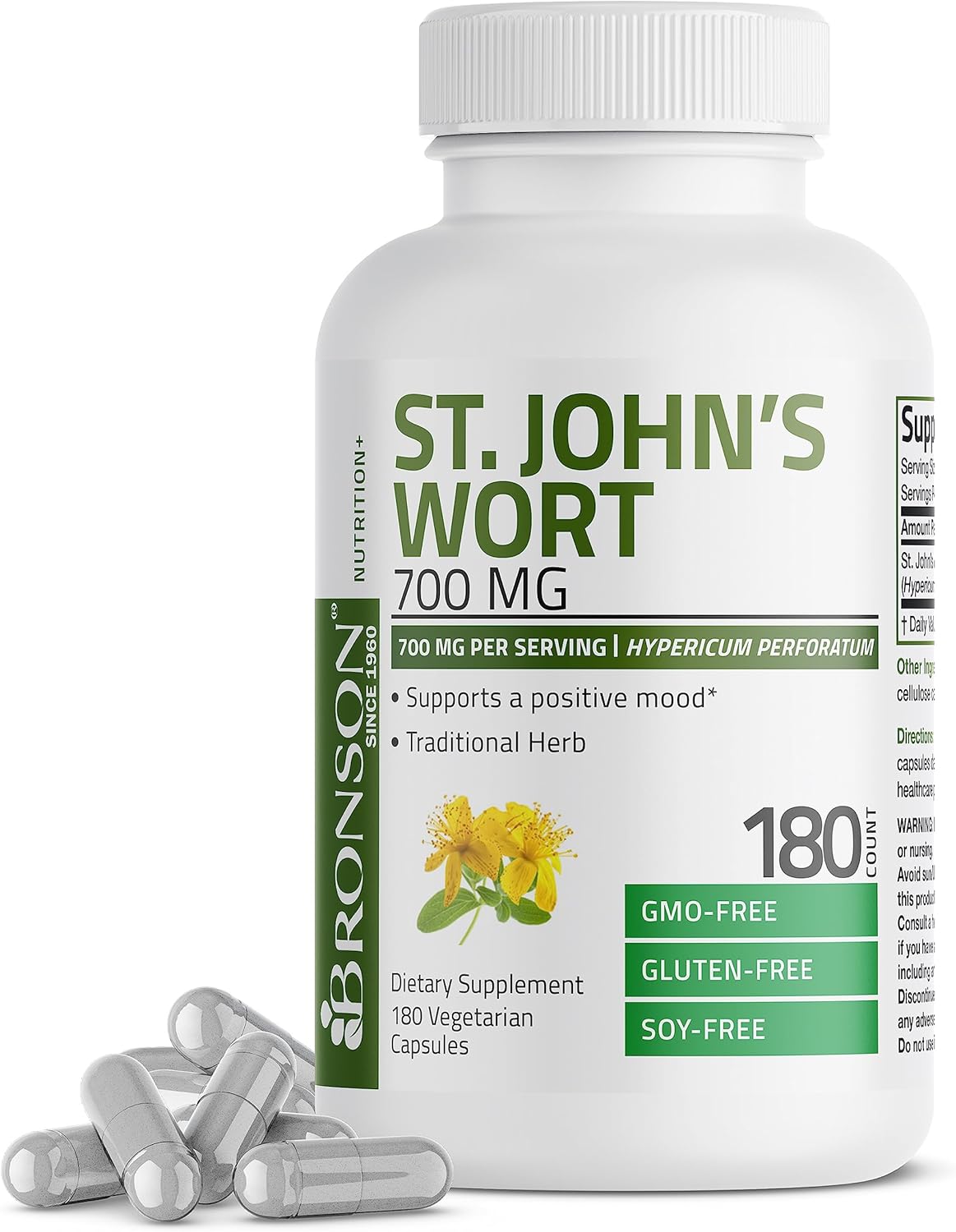 Bronson St. John's Wort 700 MG per Serving Hypericum Perforatum Supports a Positive Mood - Non-GMO