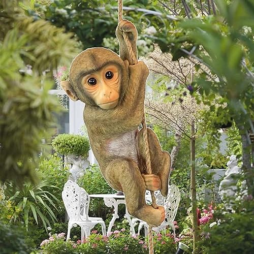 Miniatura 4 de Estatua colgante de mono de resina, estatuas de mono, esculturas de mono de jardín, para colgar chimpancé, árbol trepador, manualidades, decoración