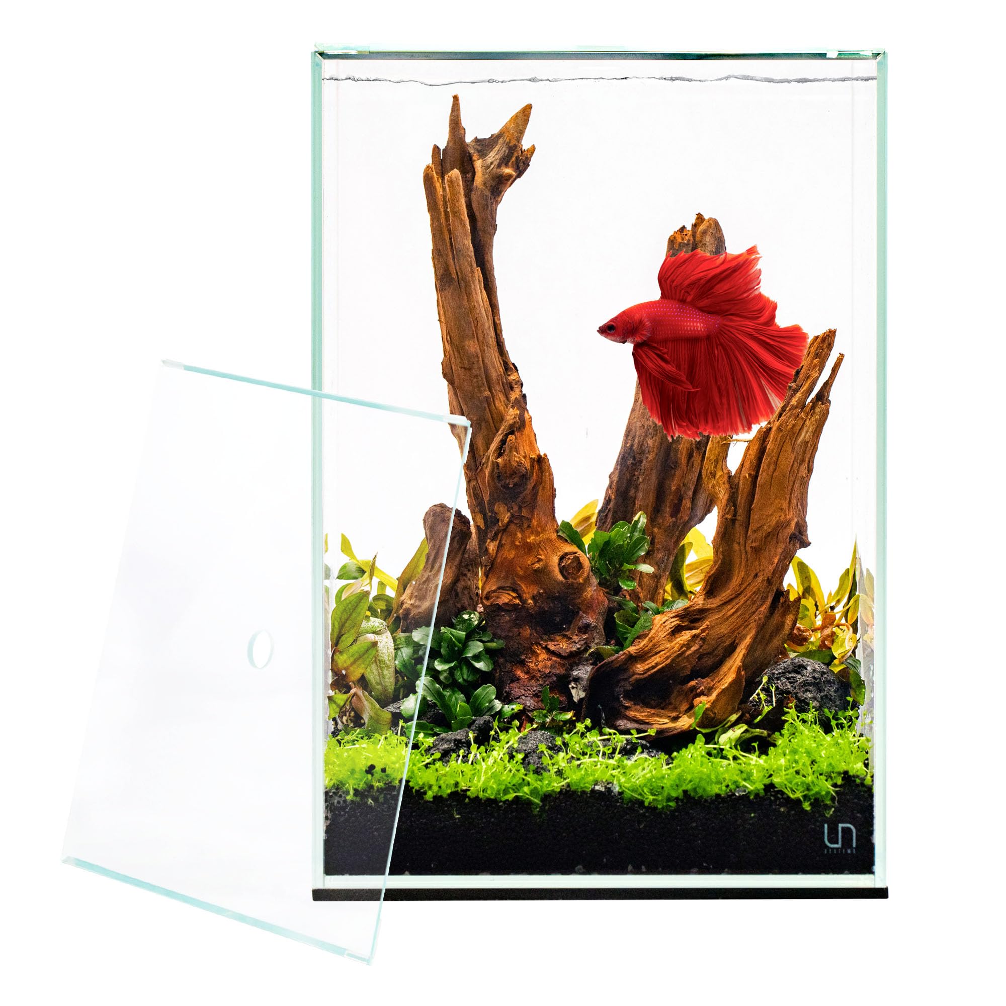 Ultum Nature Systems Prism Rimless Aquarium - Low Iron Glass, Cube With Mitered Lid, Tall Fish Tank, Multi-Purpose Vertical Nano Tank for Home & Office - UNS Prism, 25TM