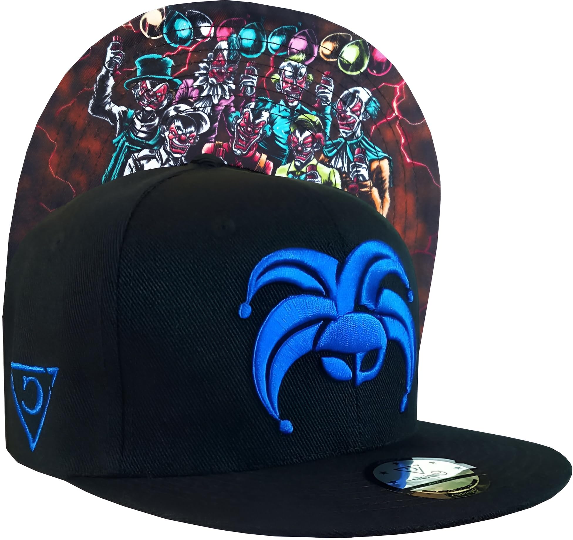 Capiche Unisex [Clown] Clown Party [99+ Variations] Clown Hat, Party, Black And Blue Snapback Hat For Men, With Horror Artwork, Scary Clowns, Balloons, Circus Front Logo, Crazy Baseball Cap