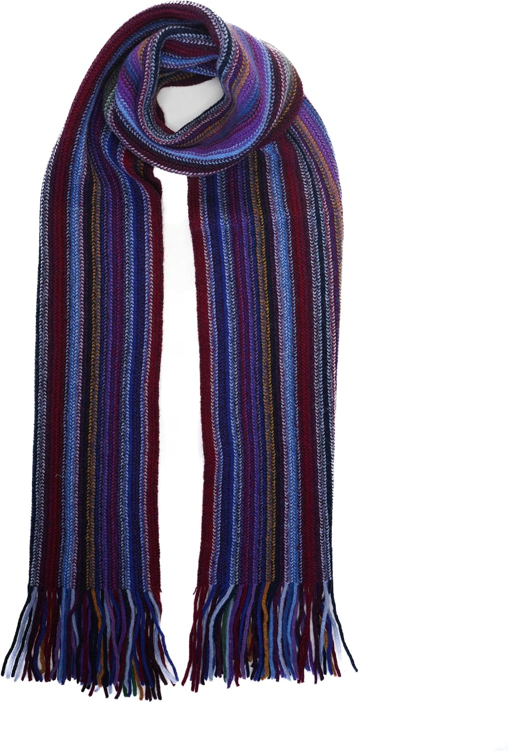 Lona Scott Mens Scarf, 100% Lambswool, Striped, Made in Scotland