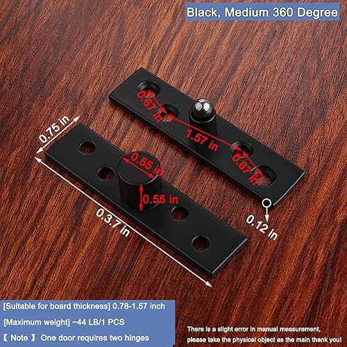 Miniatura 2 de Bisagra giratoria de acero inoxidable de 270 grados, bisagras de ocultación de puerta, bisagras de pivote hacia arriba, eje inferior, color negro