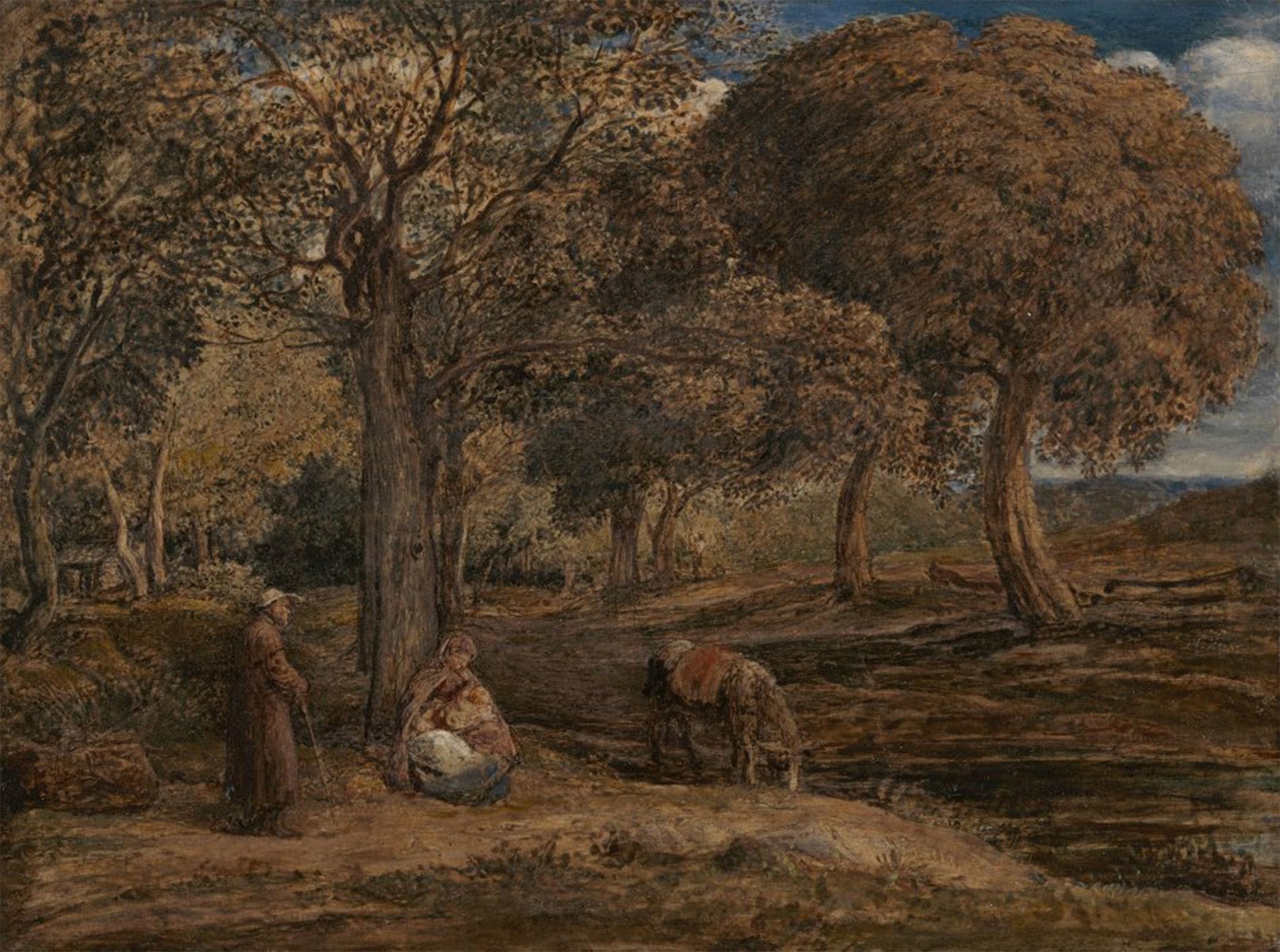 POSTERIIk Vintage Classic Picture Landscape Artwork the Rest on the Flight Into Egypt by Linnell Portrait Canvas Painting for Office Home Decor 60x90cm
