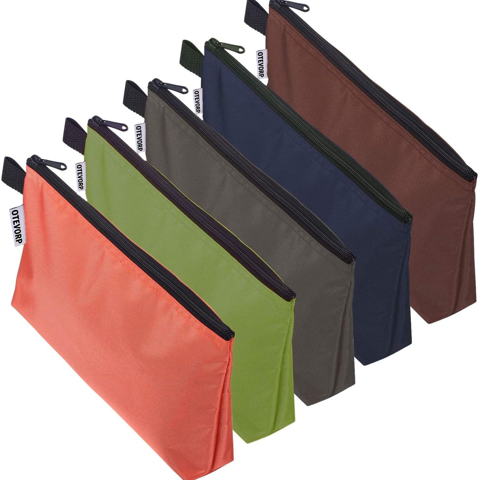 5 Pack Premium Tool Pouches Zipper Bag,Flat Bottom Utility Multipurpose Storage Organizer Bag,12.5x7x2 Inches Small Tools Bags with Smoothly Zipper