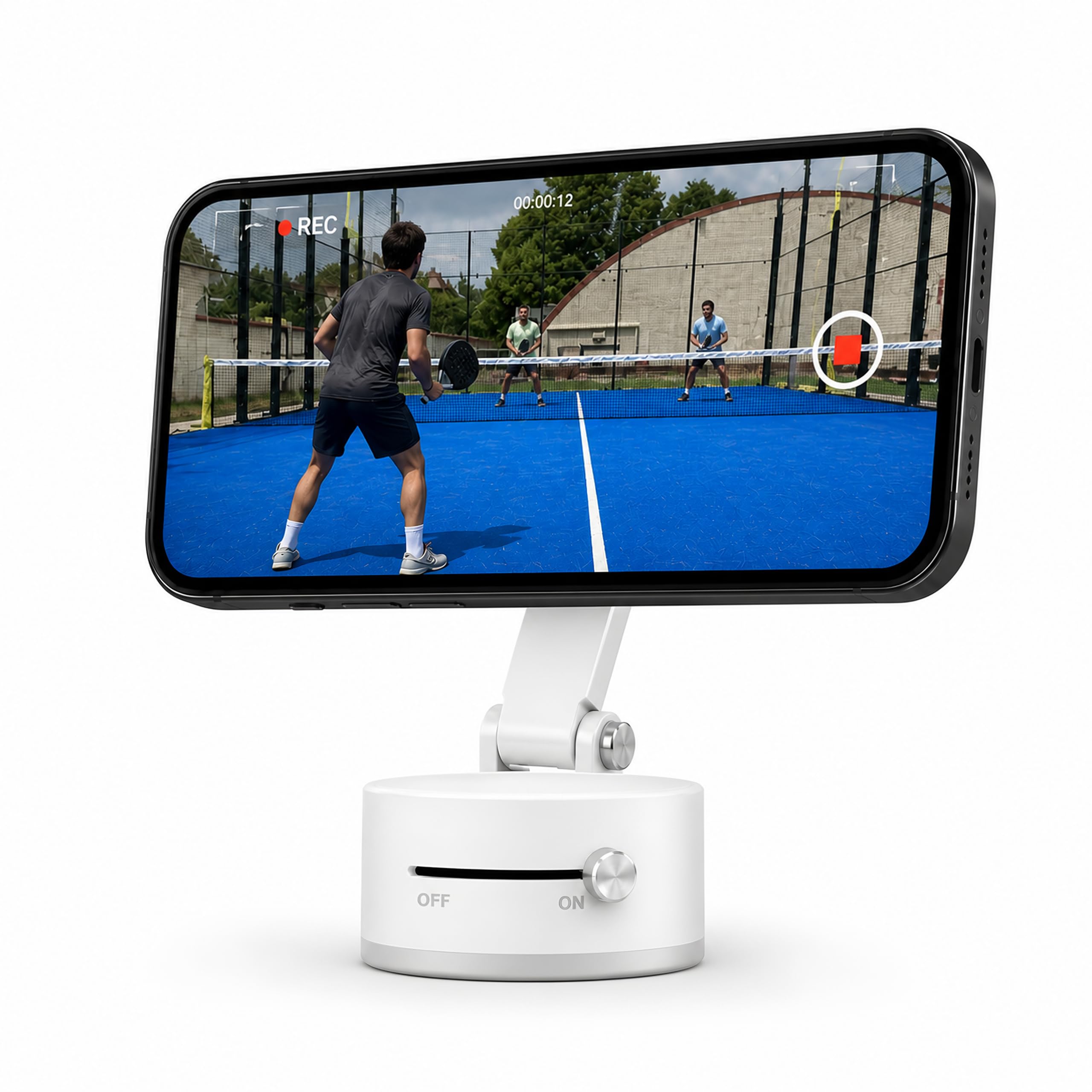 Padelcamera Supporto Cellulare Magnetico 360 gradi | Padel, Gym, Crossfit | Ventosa Potente | iPhone 16/15/14/13/12 e Samsung (Bianco)