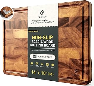 End Grain Cutting Board for Kitchen with Non-slip Feet, Acacia Wood Heavy Duty Checkered Cutting Board Handcrafted Luxury Chopping Board for Cooking and Serving Wooden Butcher Block Non Toxic