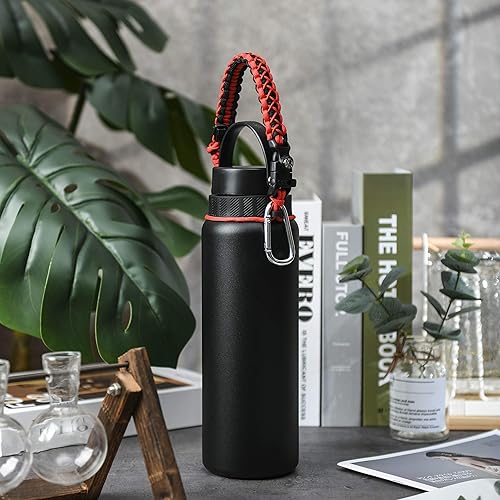 Miniatura 6 de Asa de cuerda de paracaídas para botella Hydro Flask 2.0 de boca ancha estándar con anillo y mosquetón (12, 16, 18, 20, 32, 40 y 64 onzas)