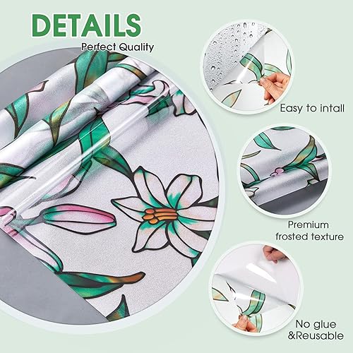 Miniatura 4 de Coavas Película de privacidad para ventana de vidrieras adhesivas Película decorativa para tintado de ventana para el hogar, película de vidrio