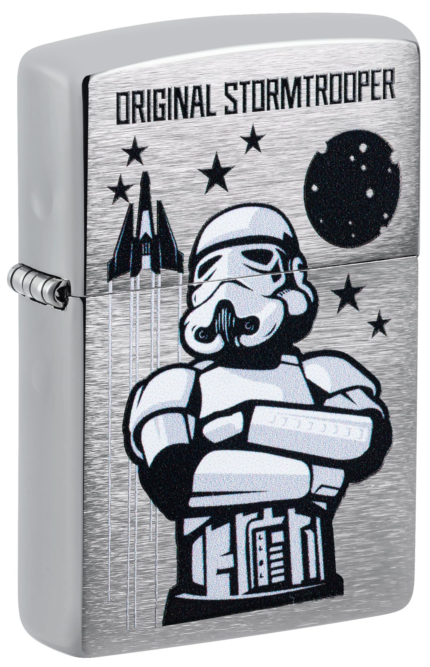 Zippo Stormtrooper Design Brushed Chrome Sturmfeuerzeug nachfüllbar windfest Geschenkbox Made in USA