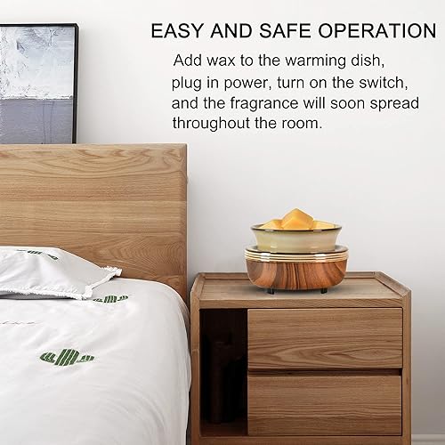 Miniatura 7 de mocosa Calentador de cera de cerámica para derretimiento, calentador de cera 3 en 1, calentador de cera para quemador de cera perfumada, derretidor