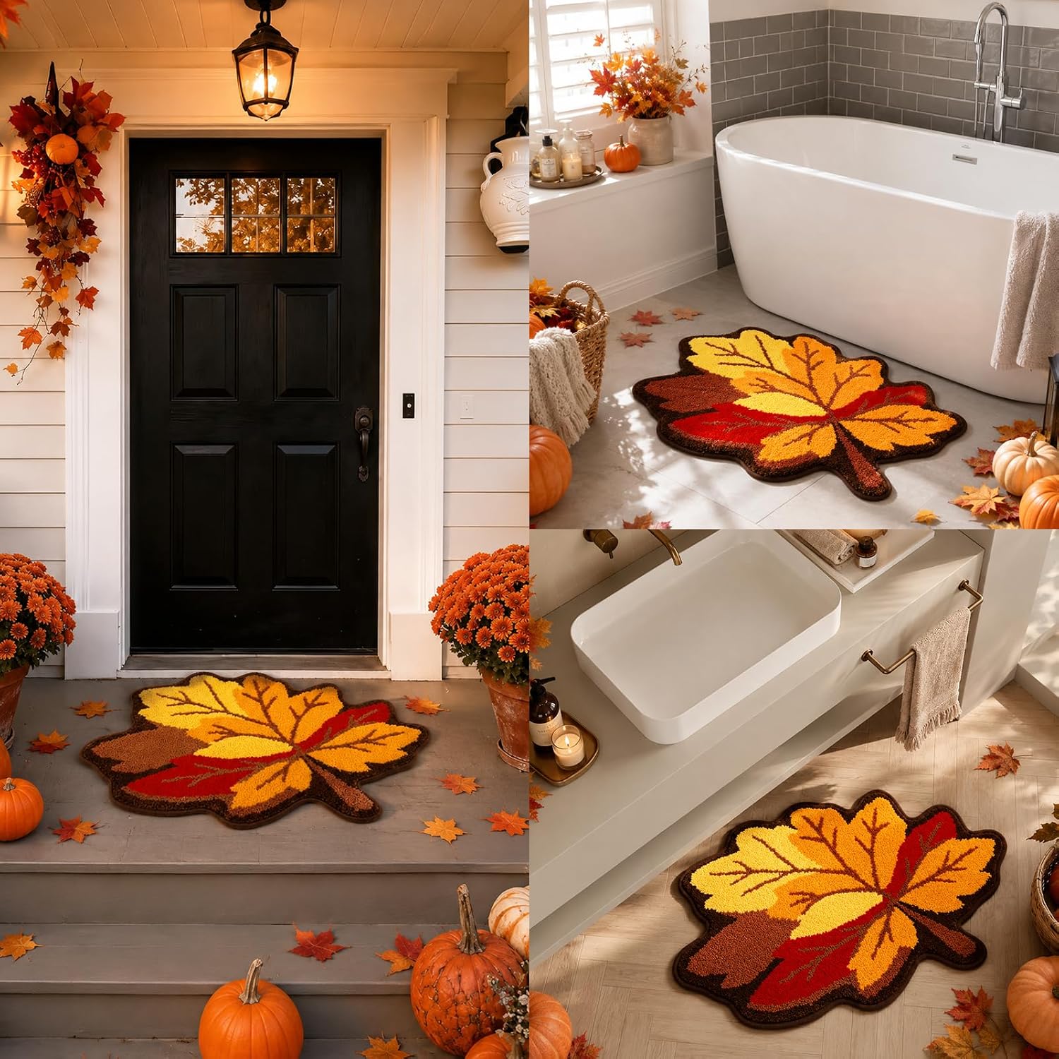 Fall Bathroom Rug Autumn Maple Leaf Rugs