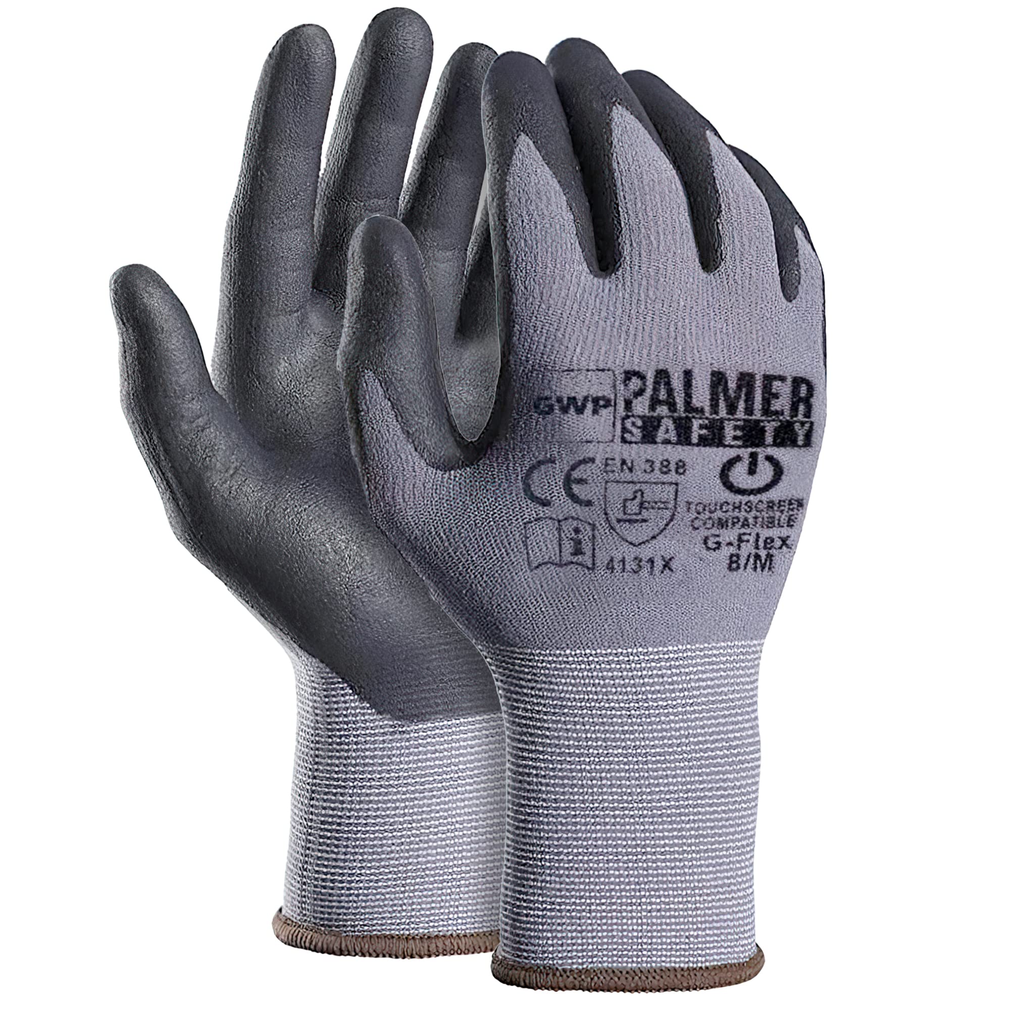 ATERET12 Pairs Medium Safety Work Gloves I Microfoam Nylon Nitrile Coated Seamless Knit Gloves I Working Gloves for Construction Warehouse Home Improvement