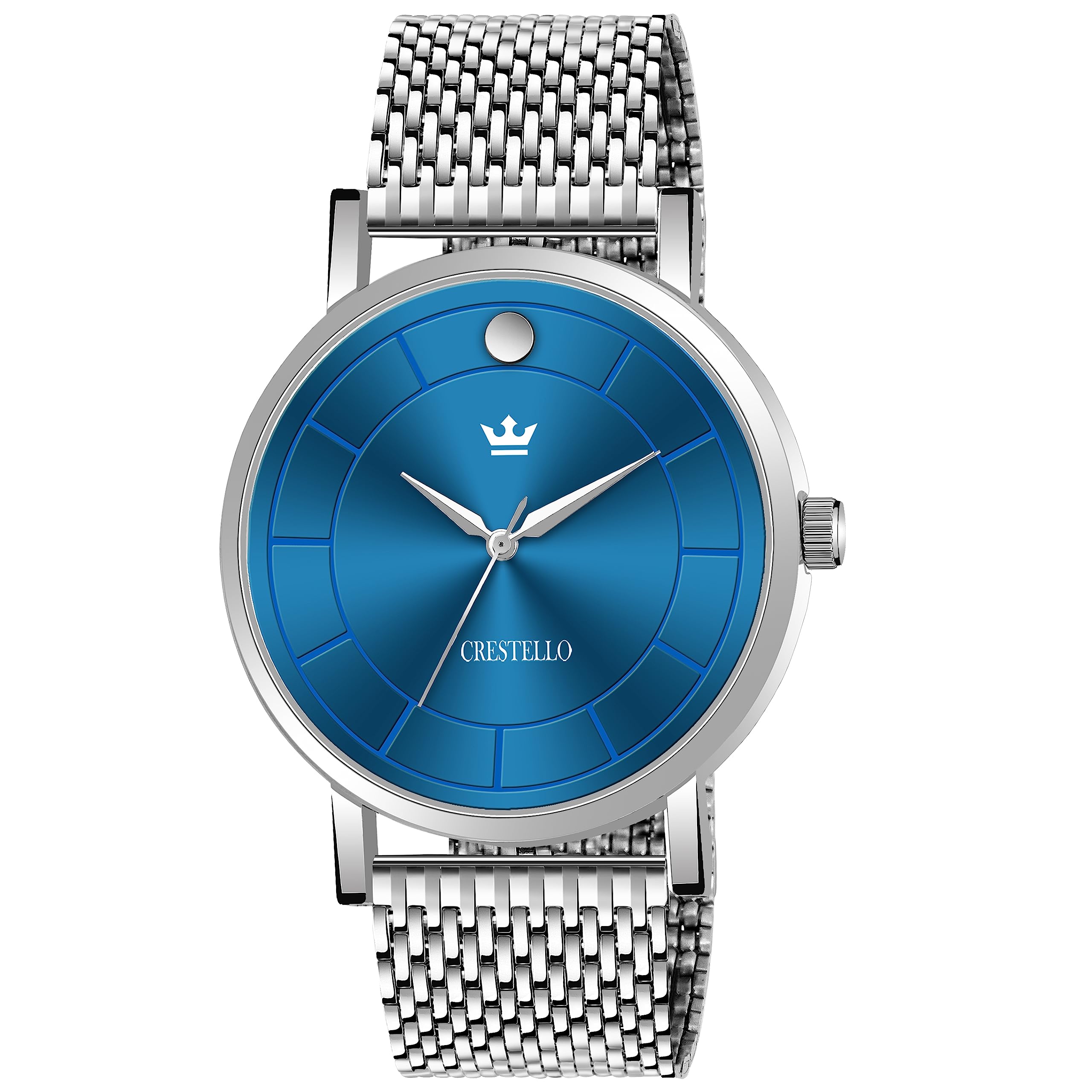CRESTELLO Stainless Steel Chain Analog Wrist Watch for Men (Blue Dial) | CR-WT028-BLU-CH (B0CBS1R9JB) Amazon Price History, Amazon Price Tracker