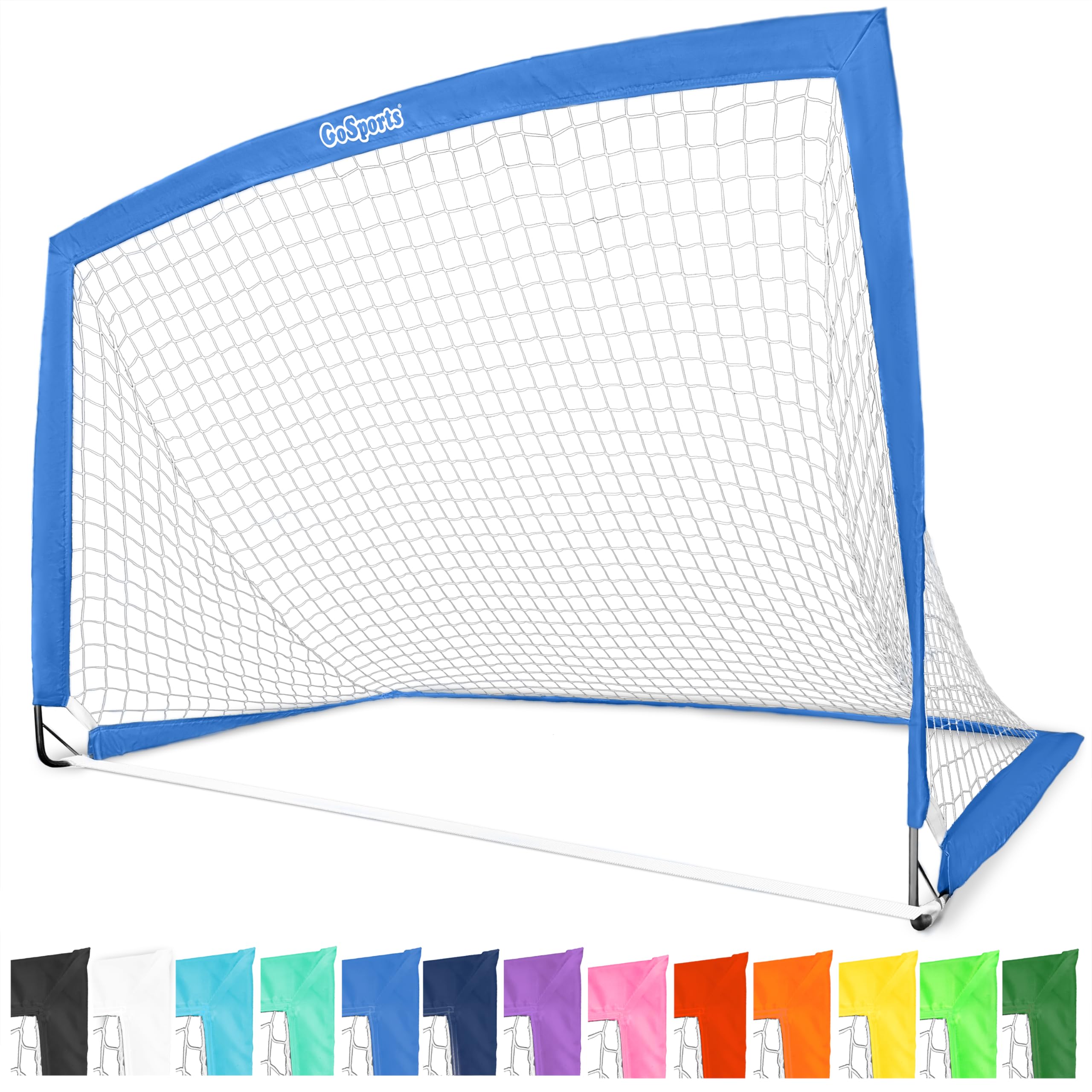 GoSports Portable Soccer Goals for Kids - 13 Color Options - Choose 4 x 3 ft or 6 x 4 ft - Team Tone Pop Up Nets for Backyard